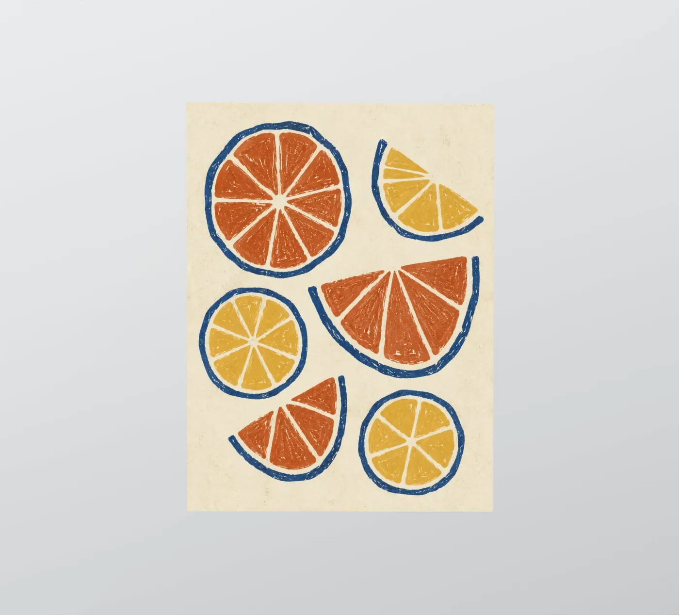 Rustic citrus block print pattern sticker by Dayitakshara