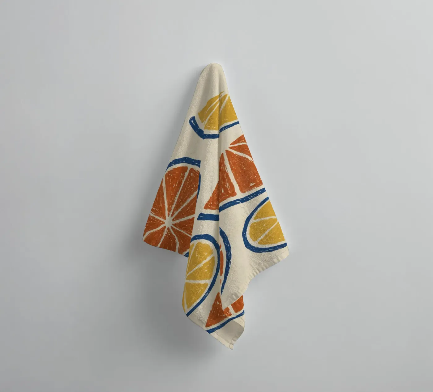 Rustic citrus block print pattern towel by Dayitakshara