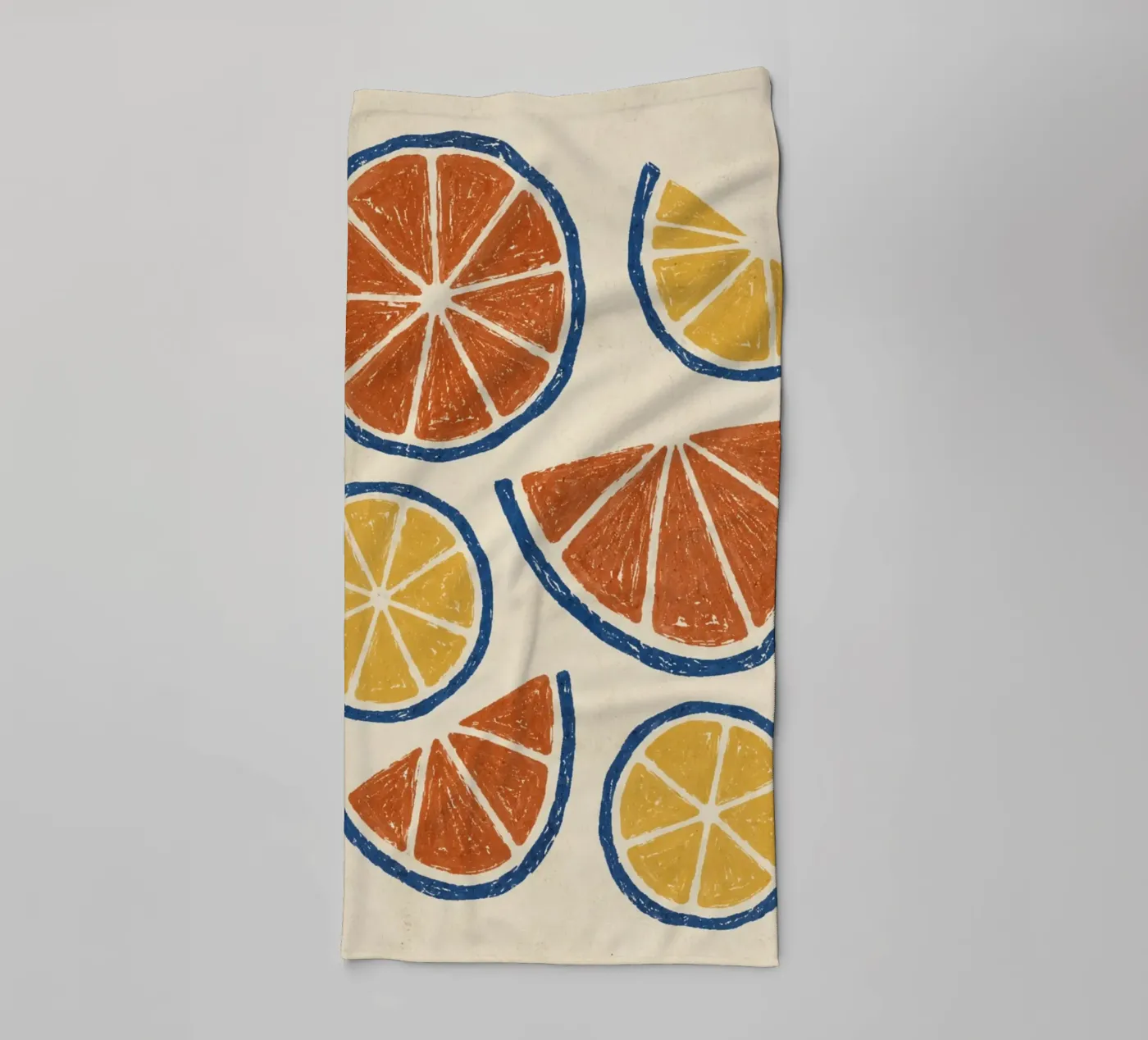 Rustic citrus block print pattern towel by Dayitakshara