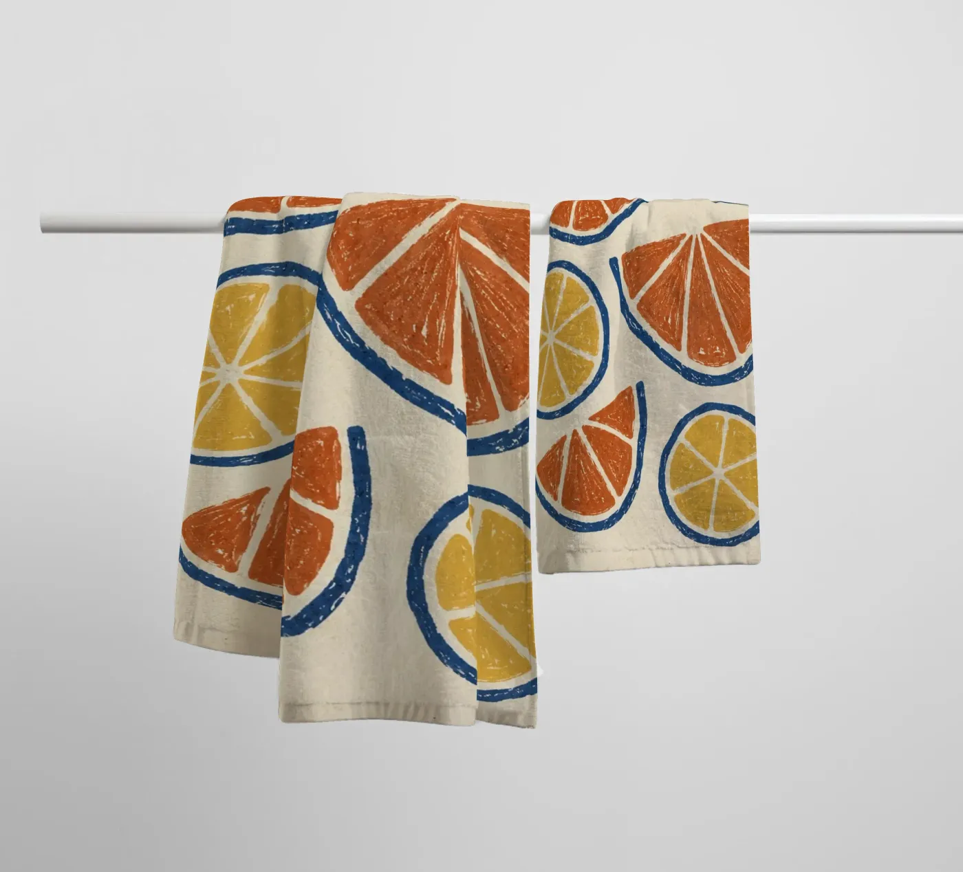 Rustic citrus block print pattern towel by Dayitakshara