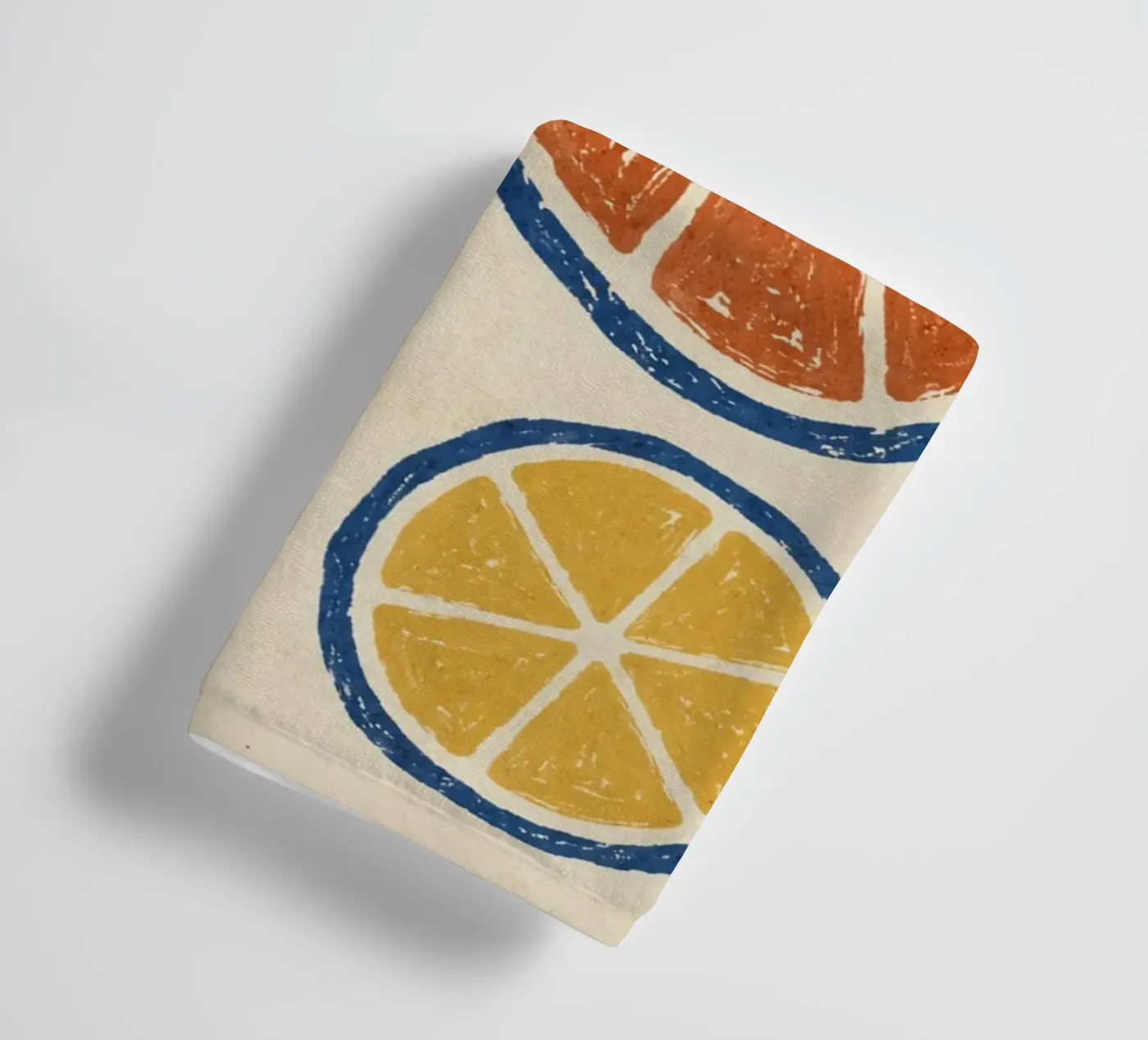 Rustic citrus block print pattern towel by Dayitakshara