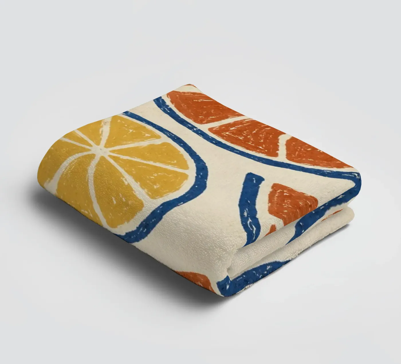 Rustic citrus block print pattern towel by Dayitakshara