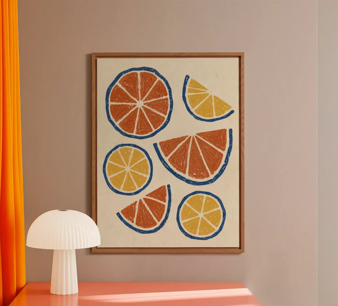 Rustic citrus block print pattern pannello forex da Dayitakshara