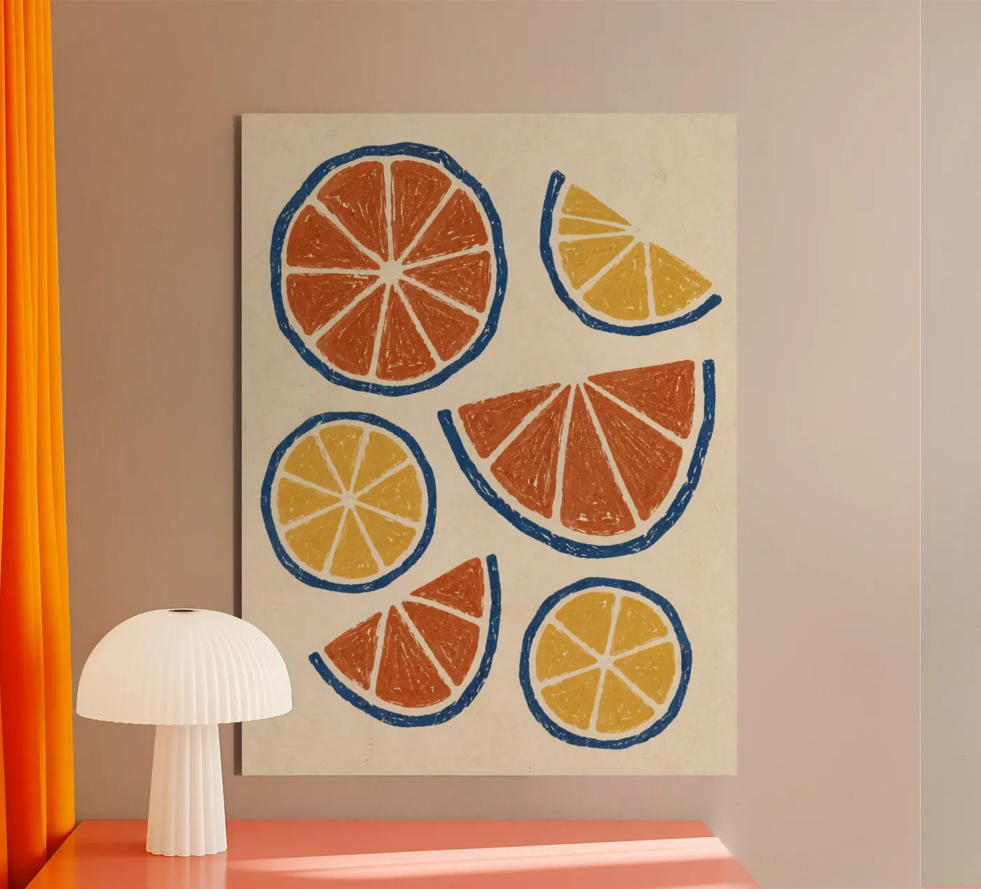 Rustic citrus block print pattern pannello forex da Dayitakshara
