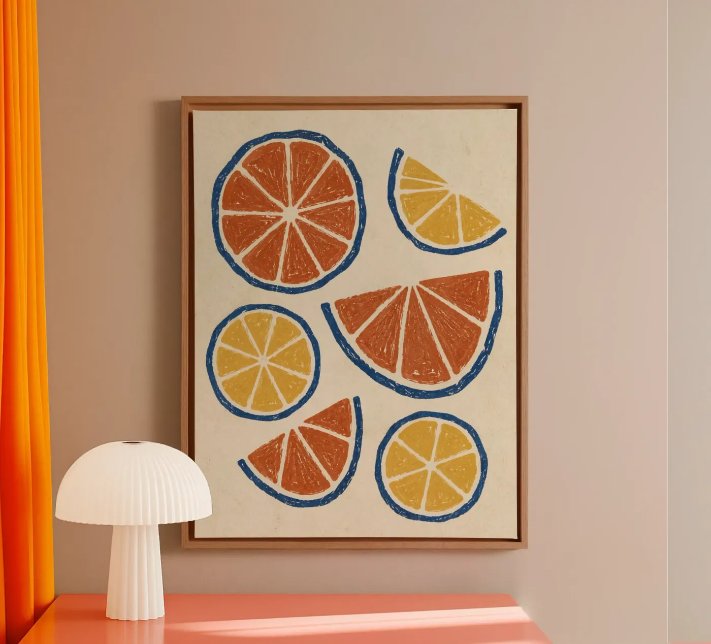 Rustic citrus block print pattern canvas by Dayitakshara