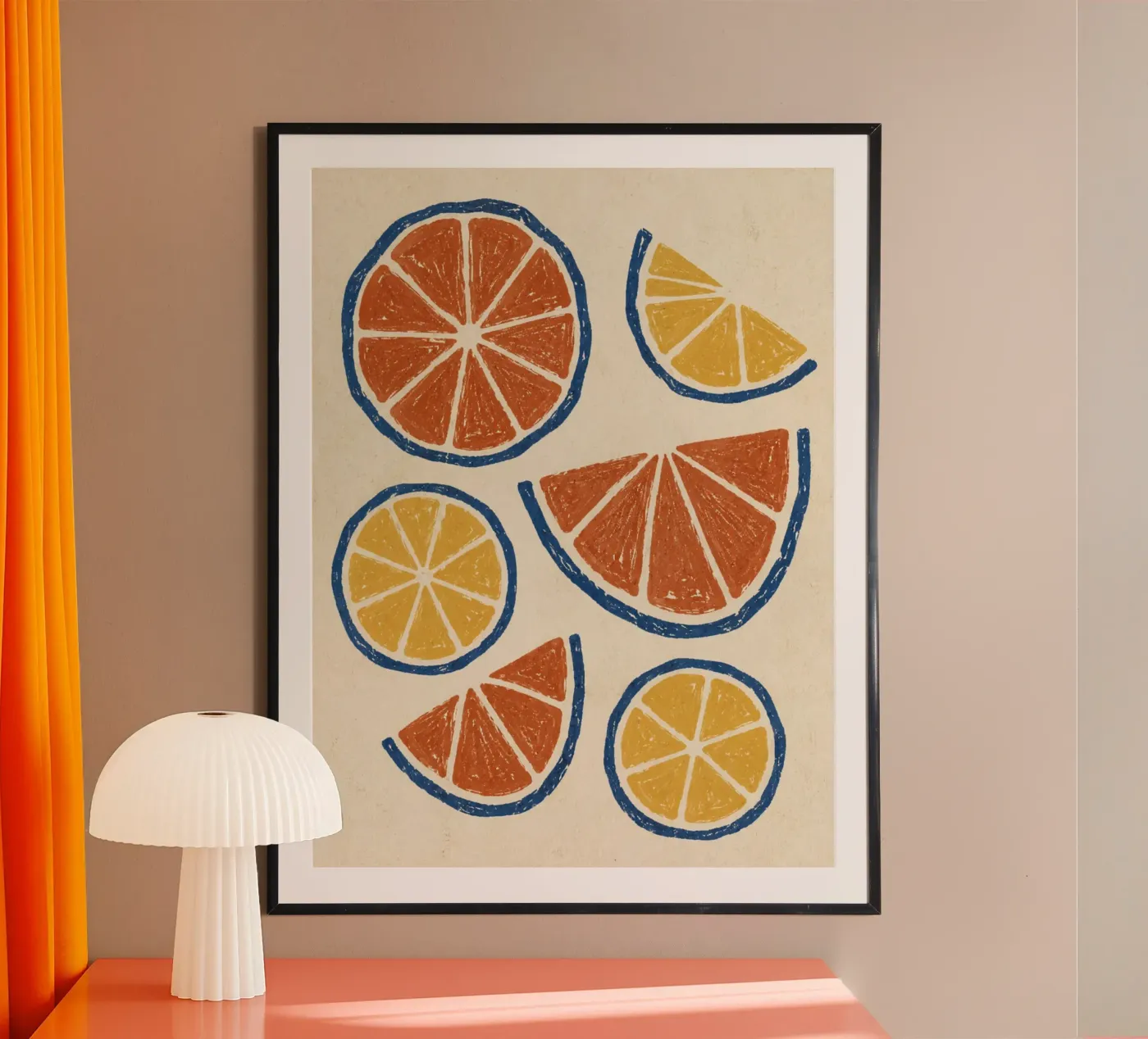 Rustic citrus block print pattern poster by Dayitakshara
