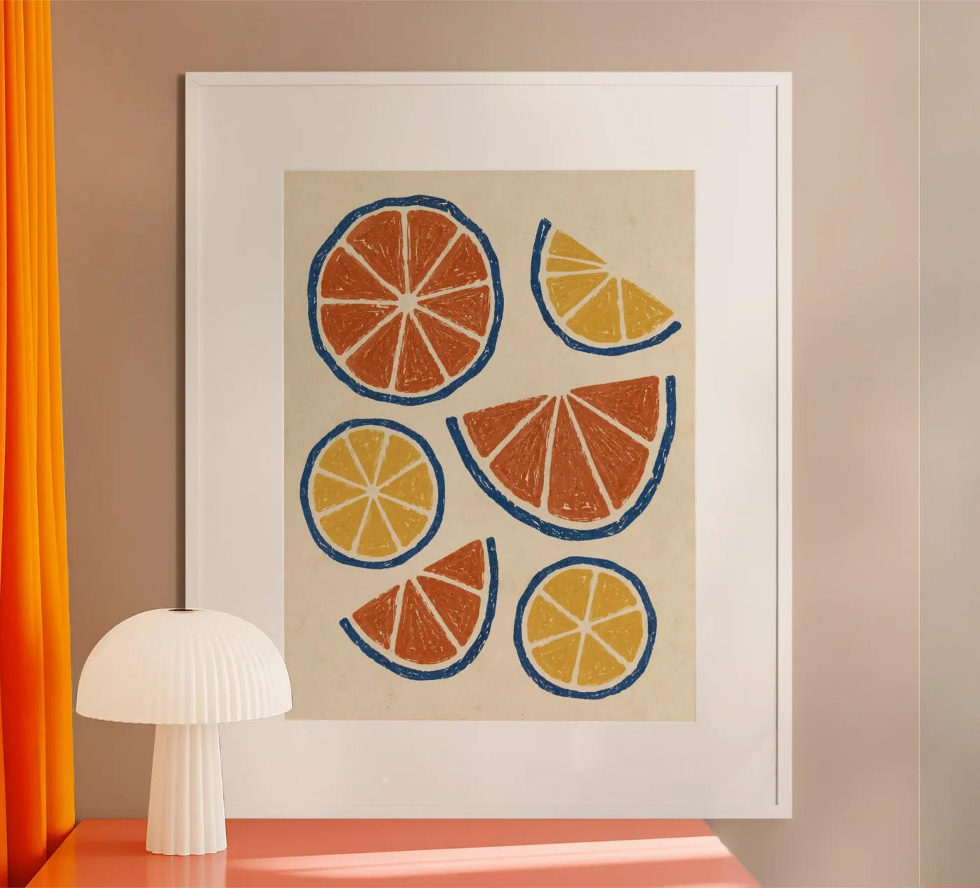 Rustic citrus block print pattern poster by Dayitakshara