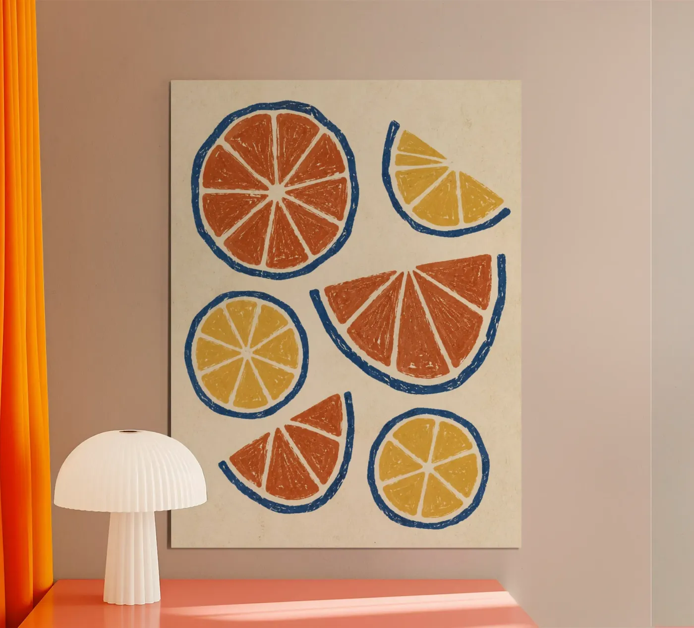 Rustic citrus block print pattern poster by Dayitakshara