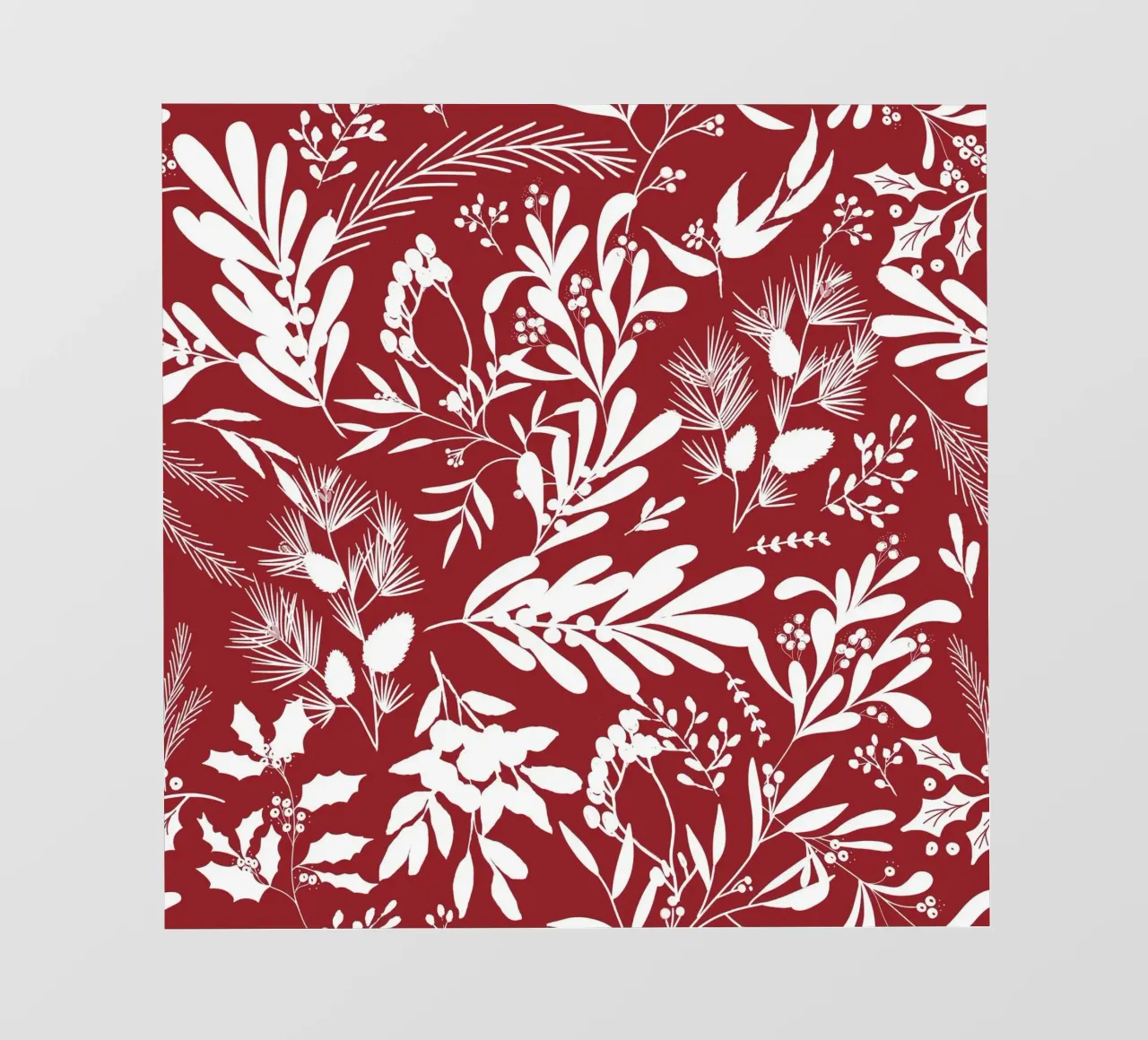 Dark Red Christmas Leaves Pattern telo in pvc da anisillustration