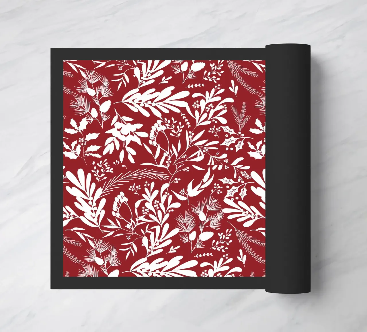 Dark Red Christmas Leaves Pattern zerbino da anisillustration