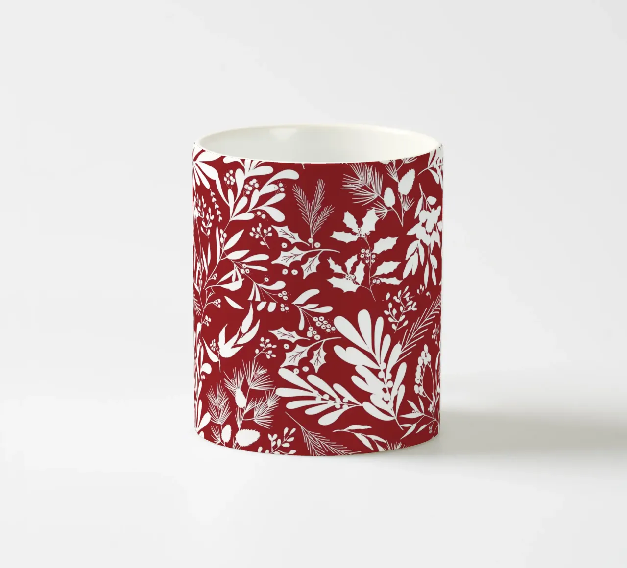 Dark Red Christmas Leaves Pattern tazza in ceramica da anisillustration