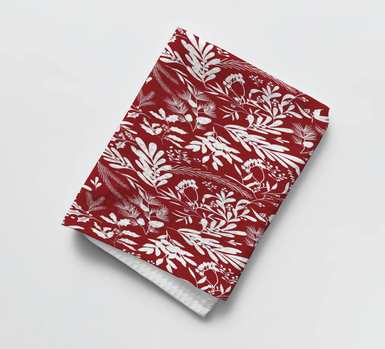 Dark Red Christmas Leaves Pattern canovaccio da cucina da anisillustration