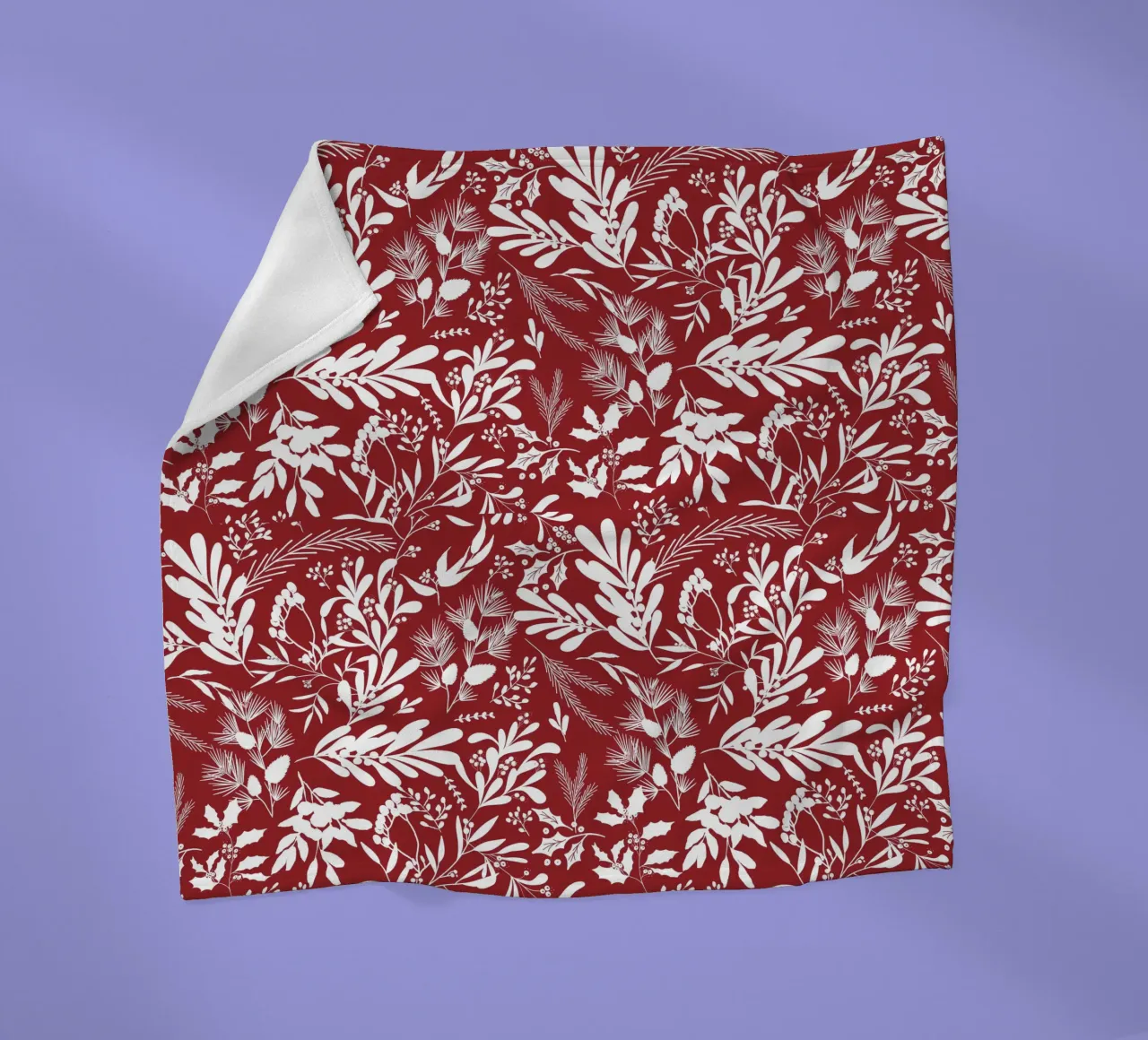Dark Red Christmas Leaves Pattern coperta in pile da anisillustration