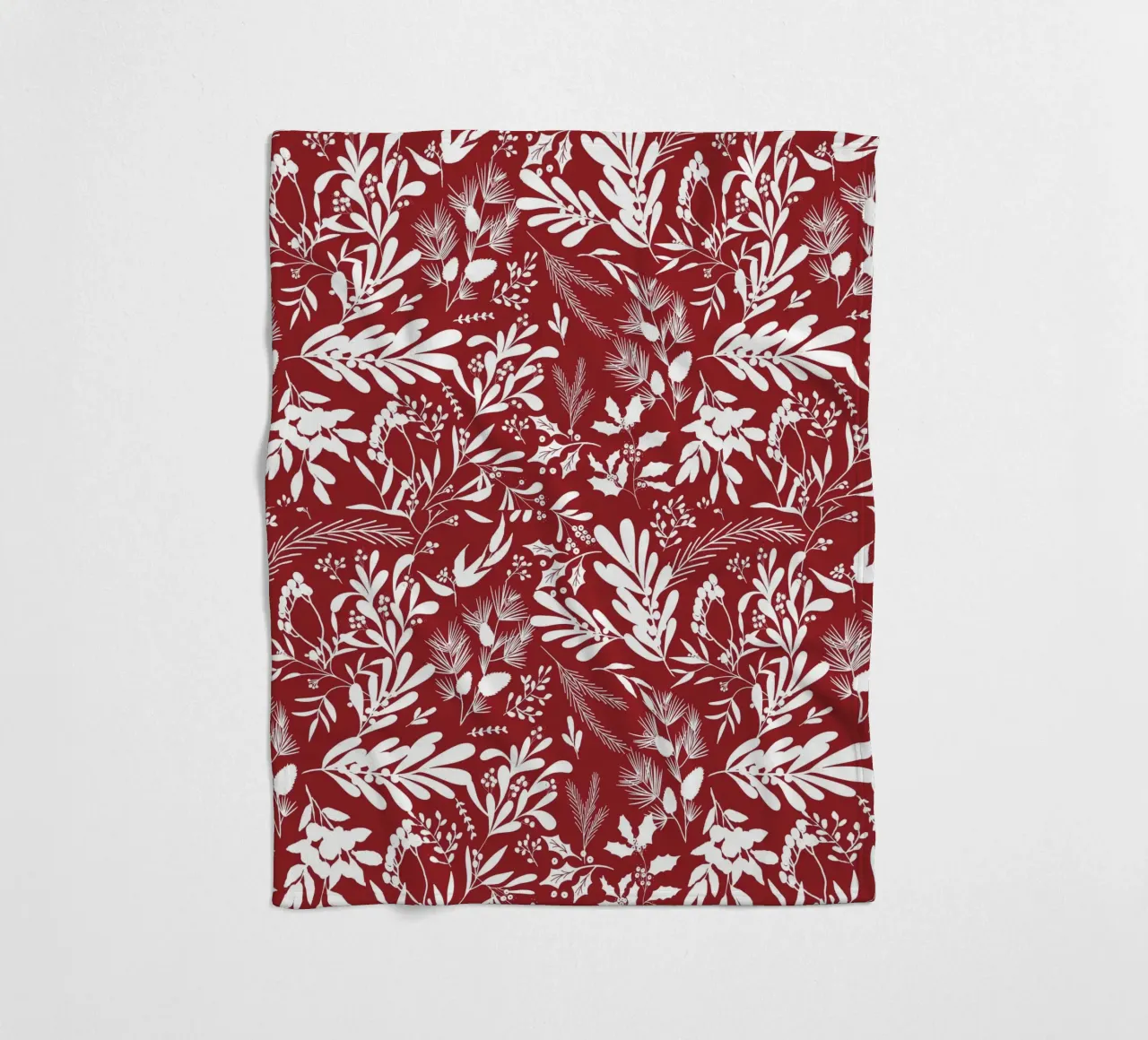 Dark Red Christmas Leaves Pattern coperta in pile da anisillustration