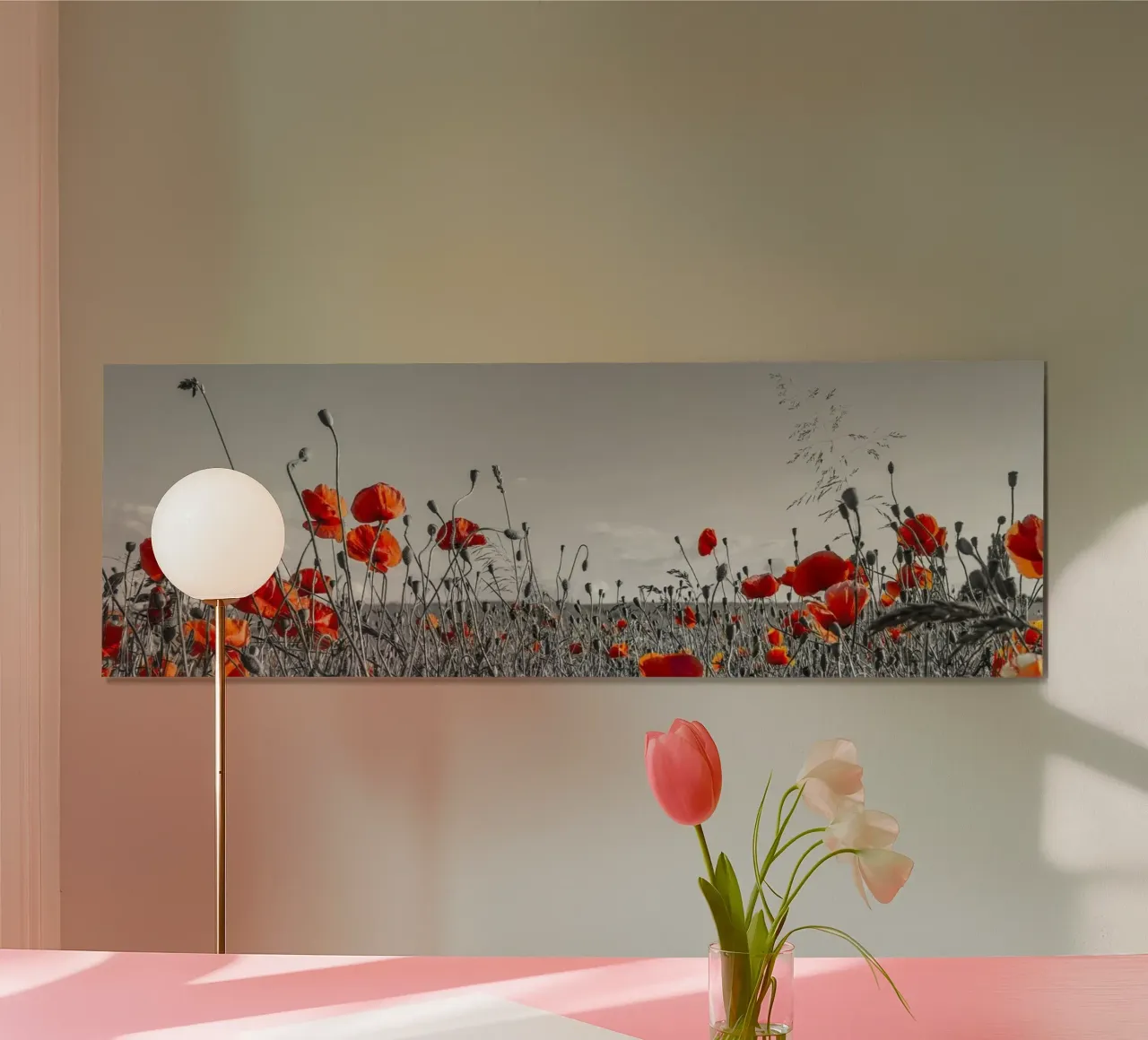 Mohnblumenfeld | Panorama colourkey poster de Melanie Viola