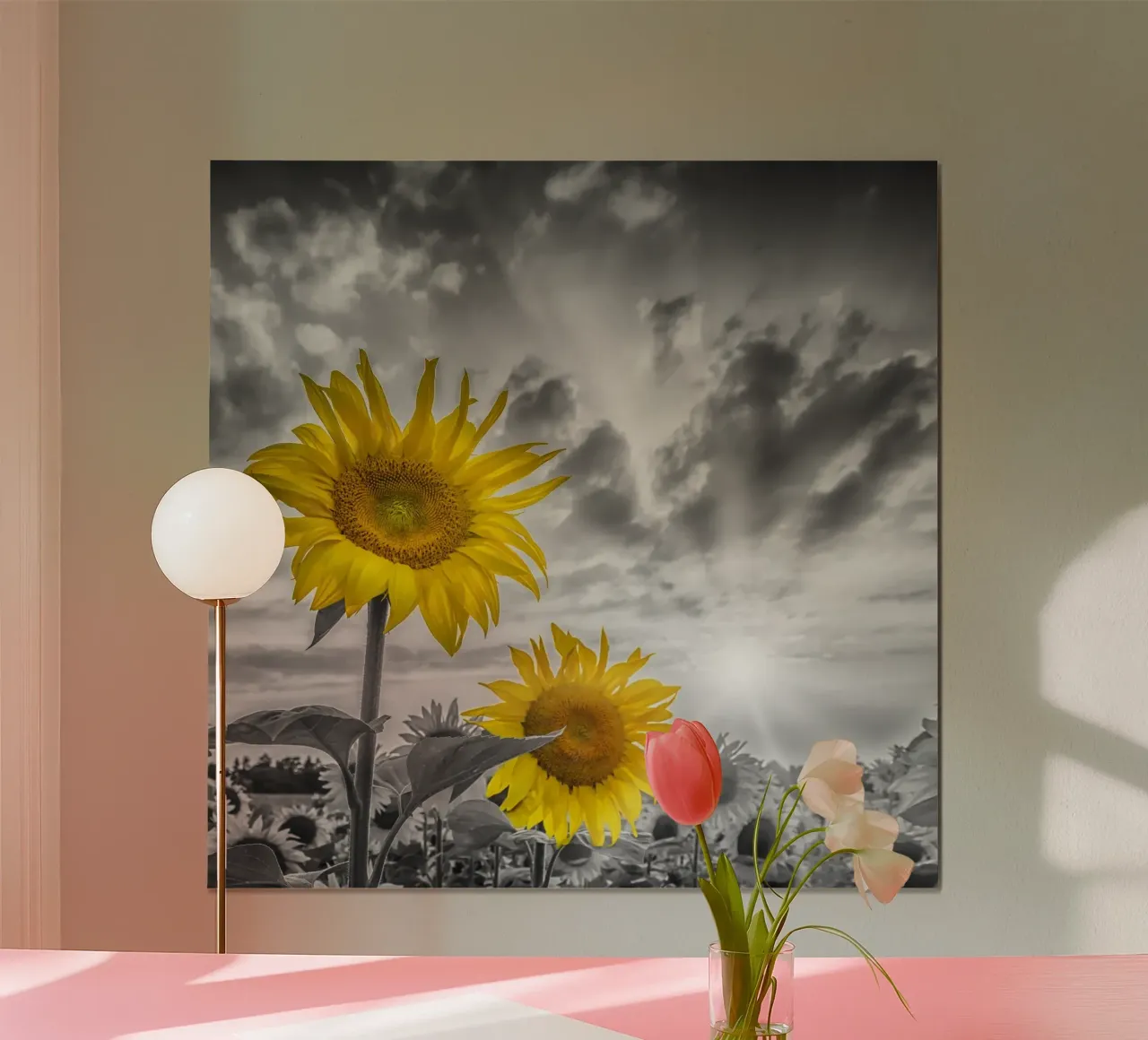 Due girasoli a fuoco poster con telaio in alluminio da Melanie Viola