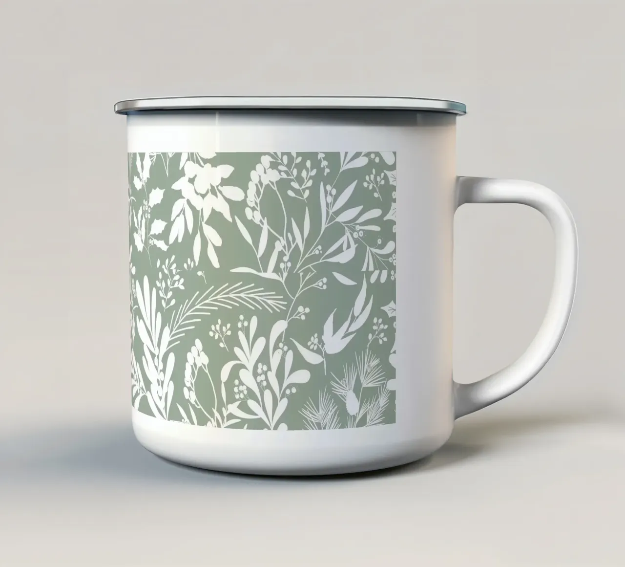 Christmas Botanical Light Green tazza in smalto da anisillustration