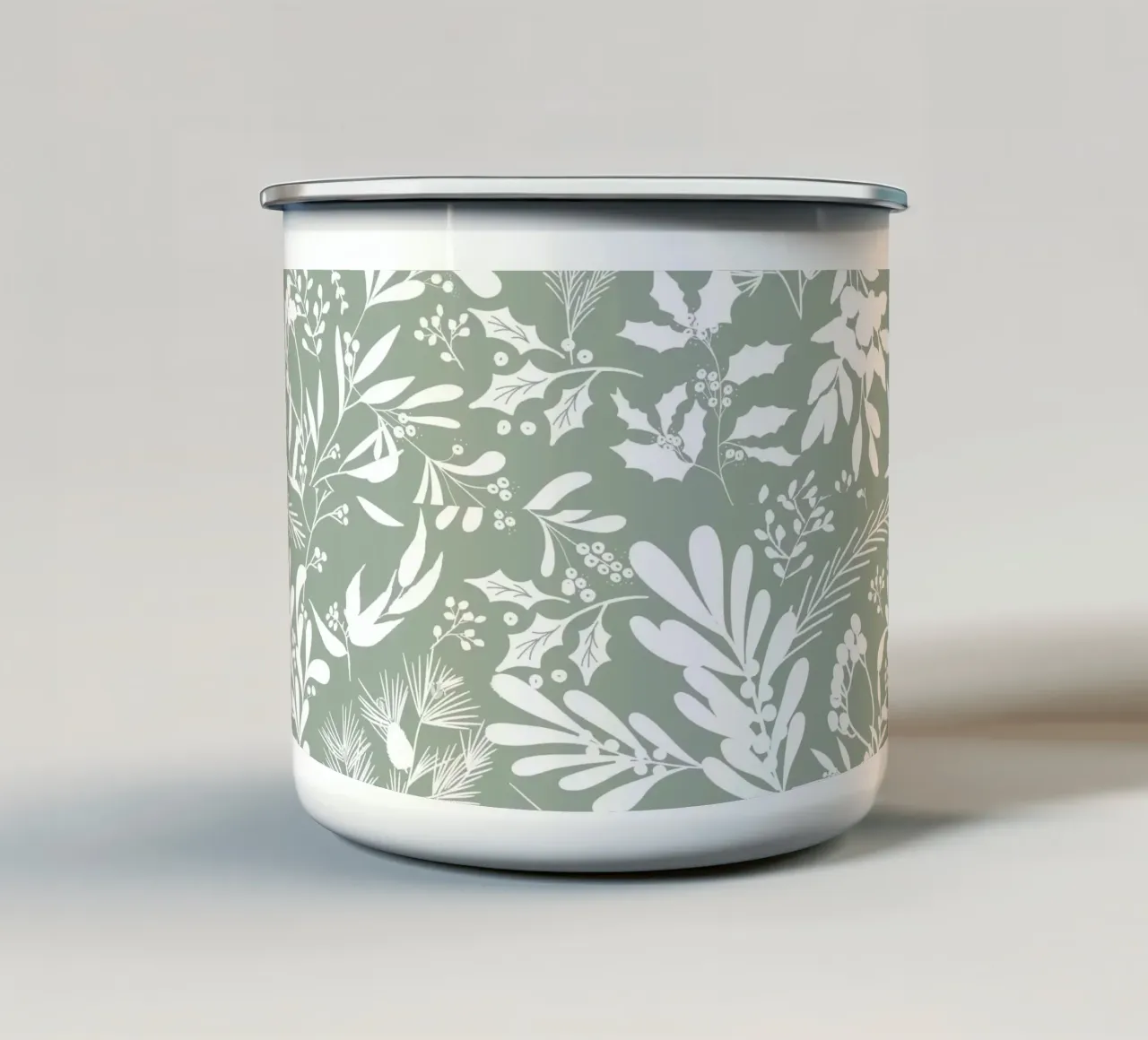 Christmas Botanical Light Green tazza in smalto da anisillustration