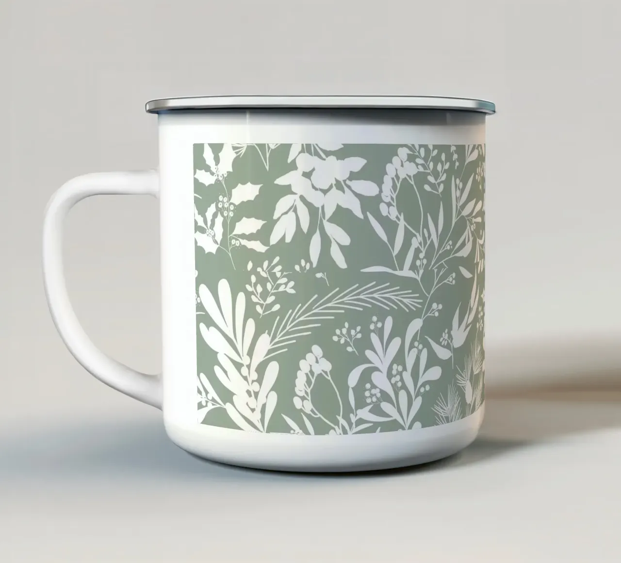 Christmas Botanical Light Green tazza in smalto da anisillustration