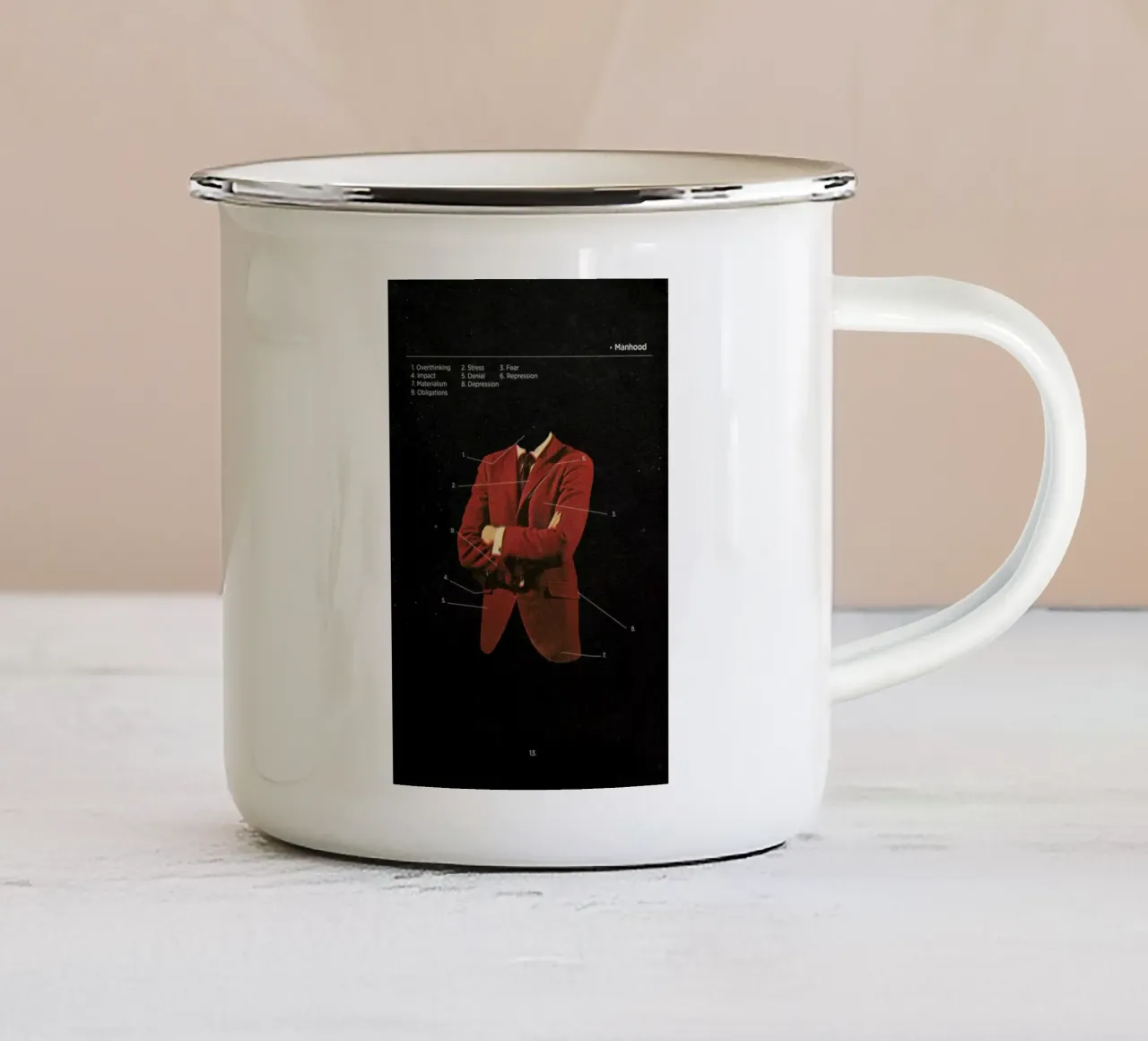 Manhood tazza in smalto da Frank Moth