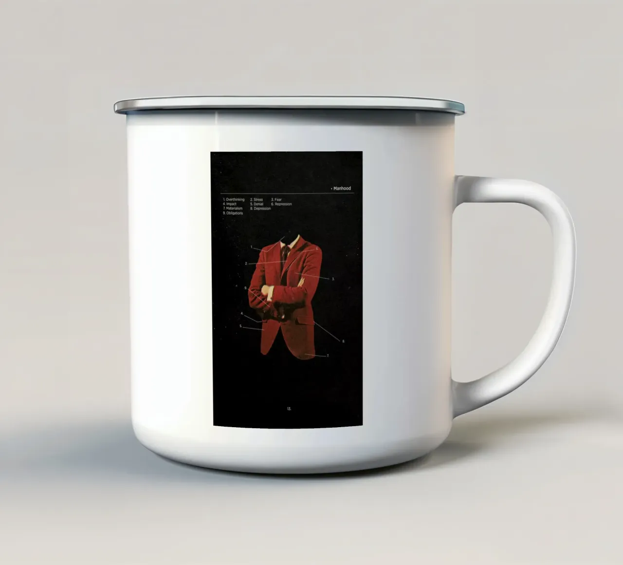 Manhood tazza in smalto da Frank Moth