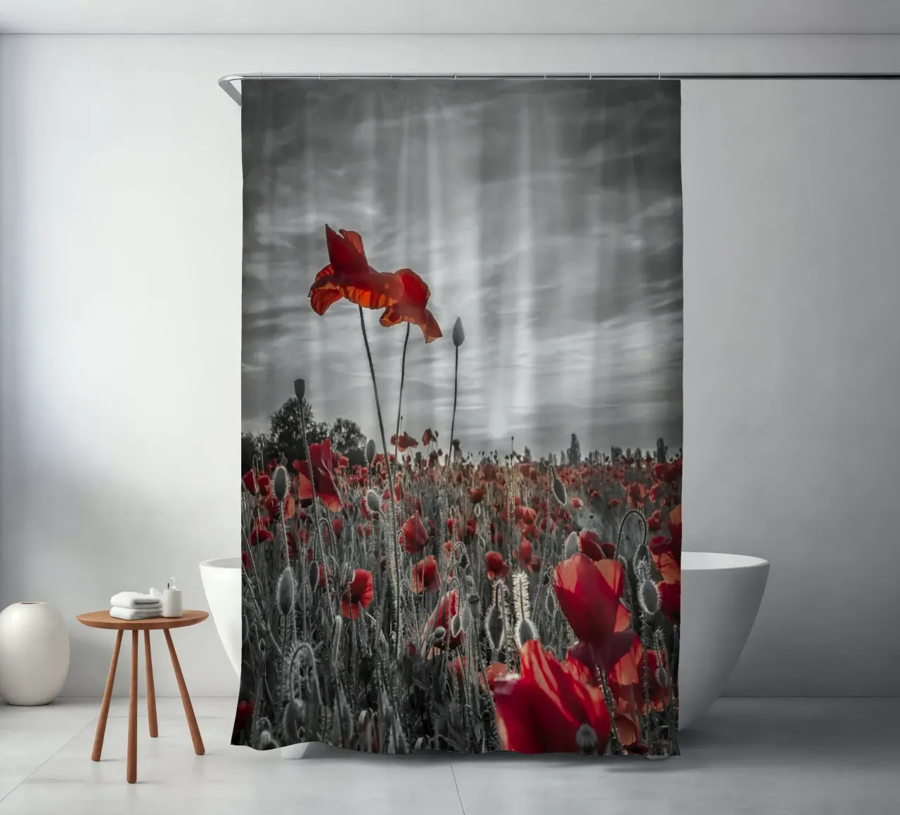 Poppies in the sunset | colourkey shower curtain by Melanie Viola