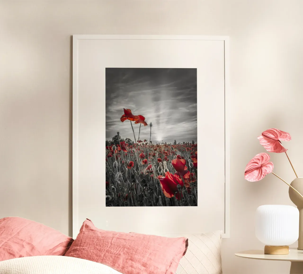 Klaprozen in de zonsondergang | colorkey poster van Melanie Viola