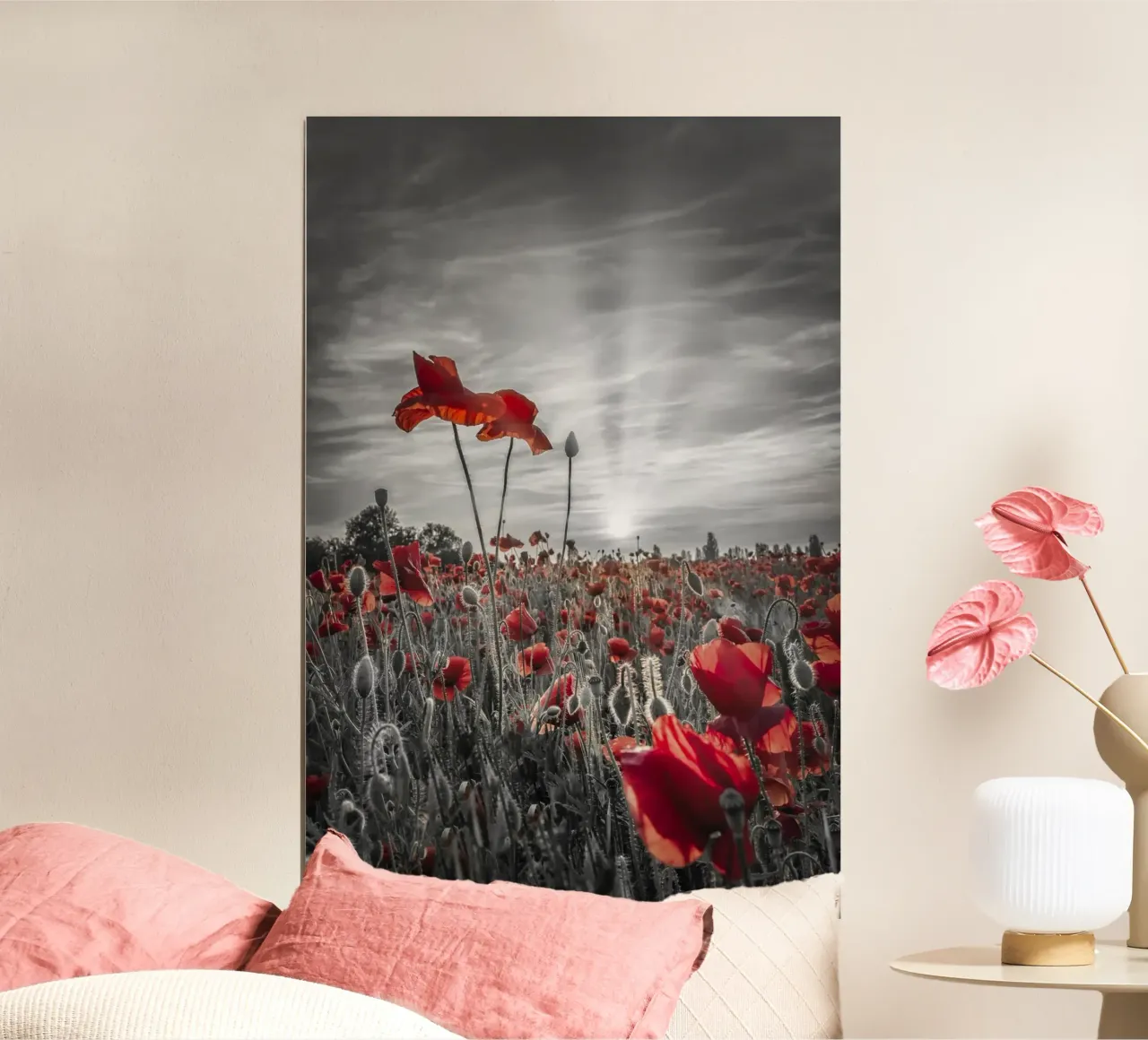 Klaprozen in de zonsondergang | colorkey poster van Melanie Viola
