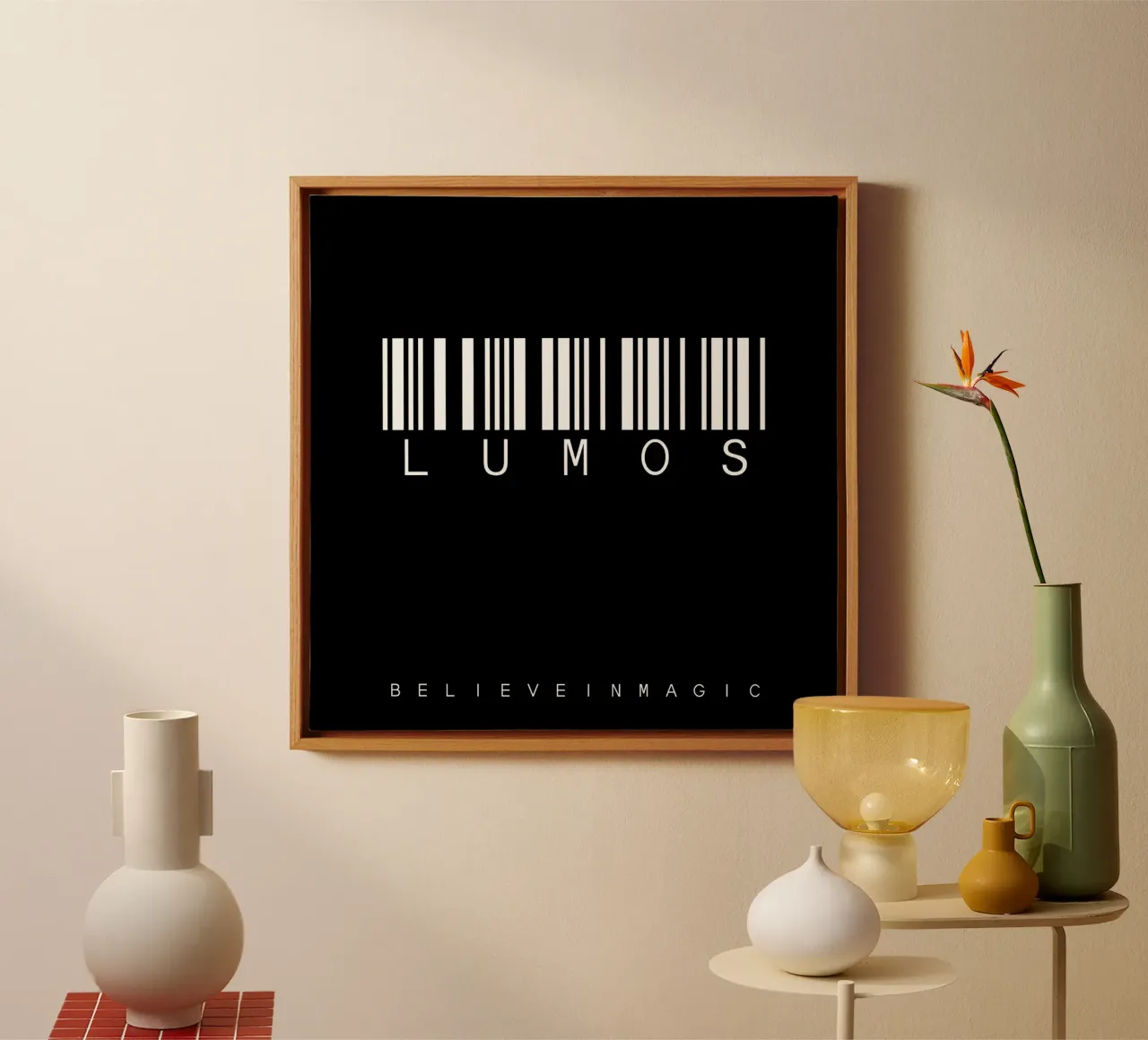 Barcode LUMOS Black tela con Cornice a cassetta da steffi | wordART
