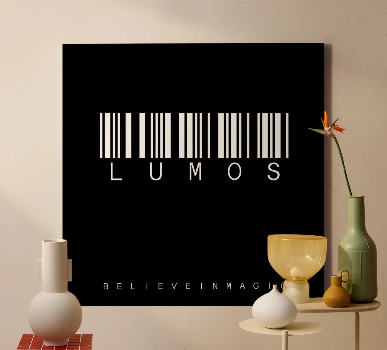 Barcode LUMOS Black tela con Cornice a cassetta da steffi | wordART