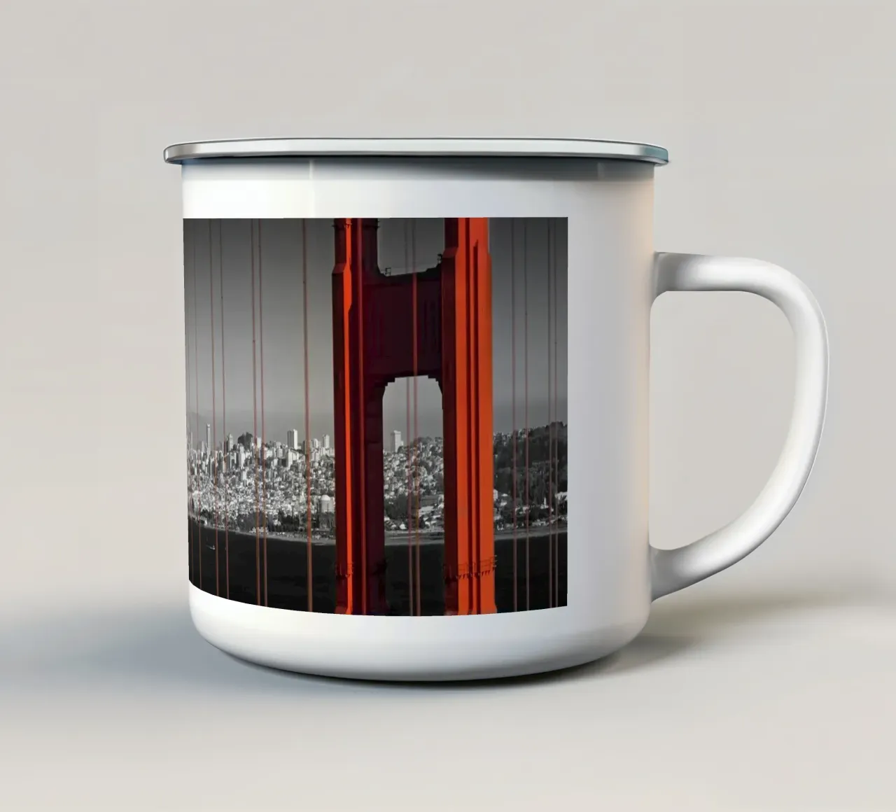 Ponte del Golden Gate - Panorama tazza in smalto da Melanie Viola