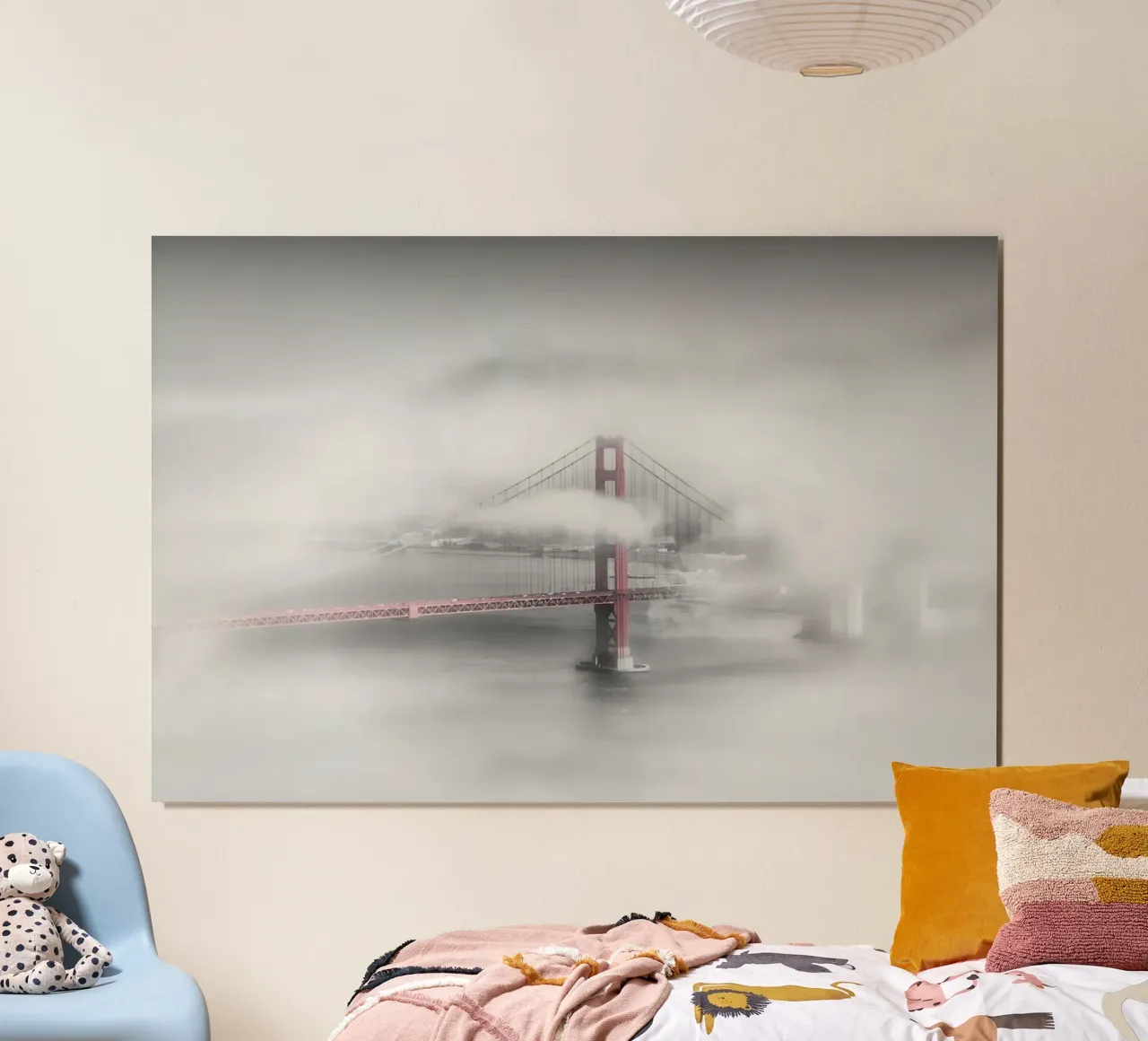 Golden Gate Bridge in de mist | colorkey hahnemühle van Melanie Viola