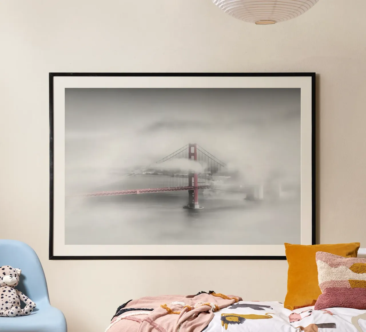 Golden Gate Bridge in de mist | colorkey hahnemühle van Melanie Viola