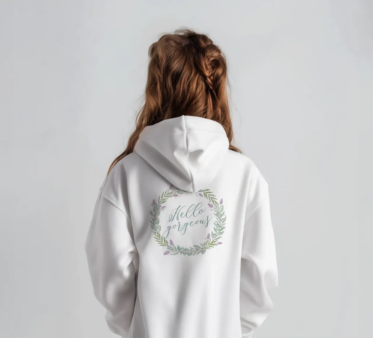 Ghirlanda floreale: Ciao, splendido. Fiori con calligrafia delicata felpa bambino con cappuccio da CalliLetters