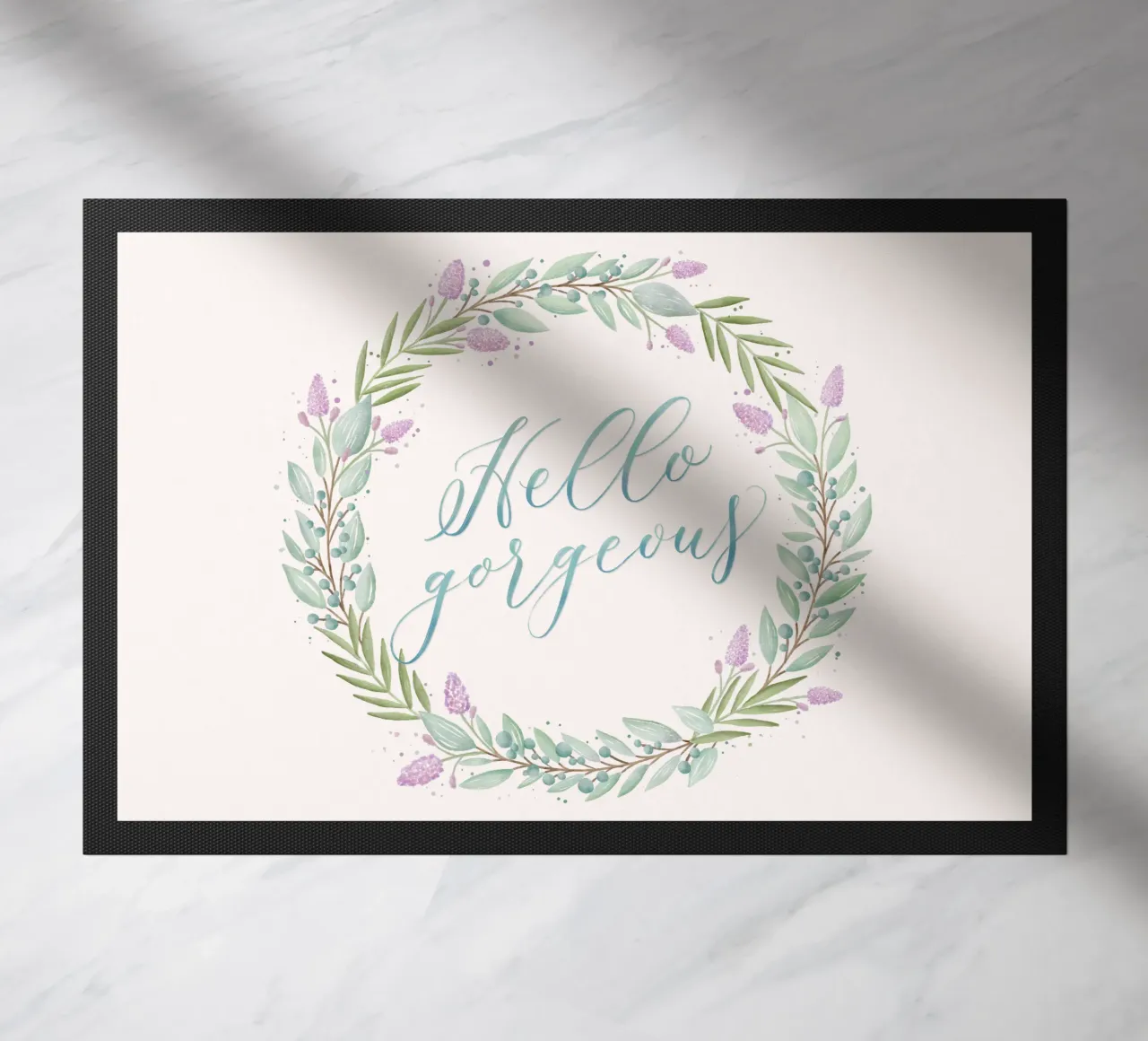 Ghirlanda floreale: Ciao, splendido. Fiori con calligrafia delicata zerbino da CalliLetters