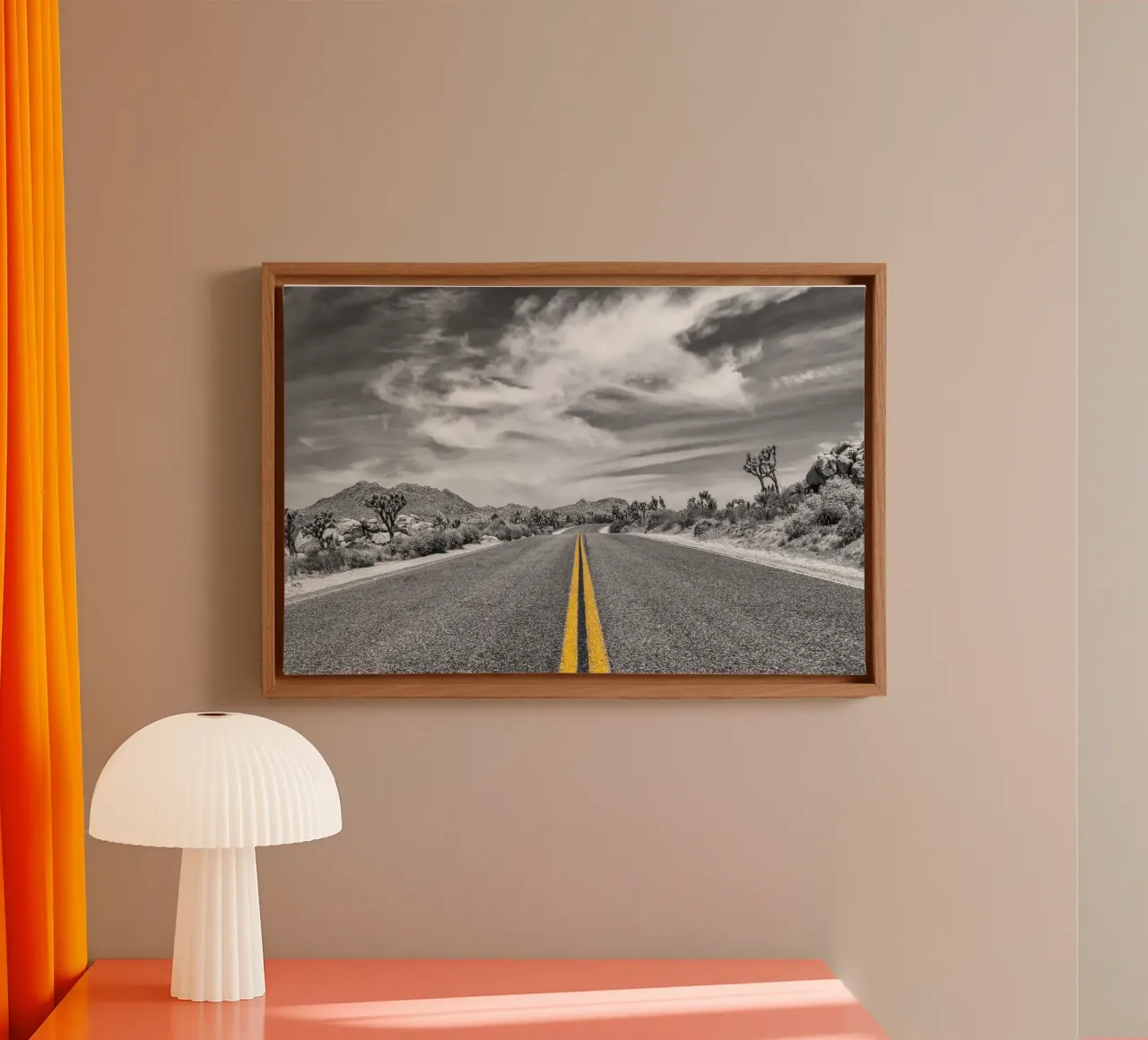 Park Boulevard, Joshua Tree National Park canvas met Baklijst van Melanie Viola