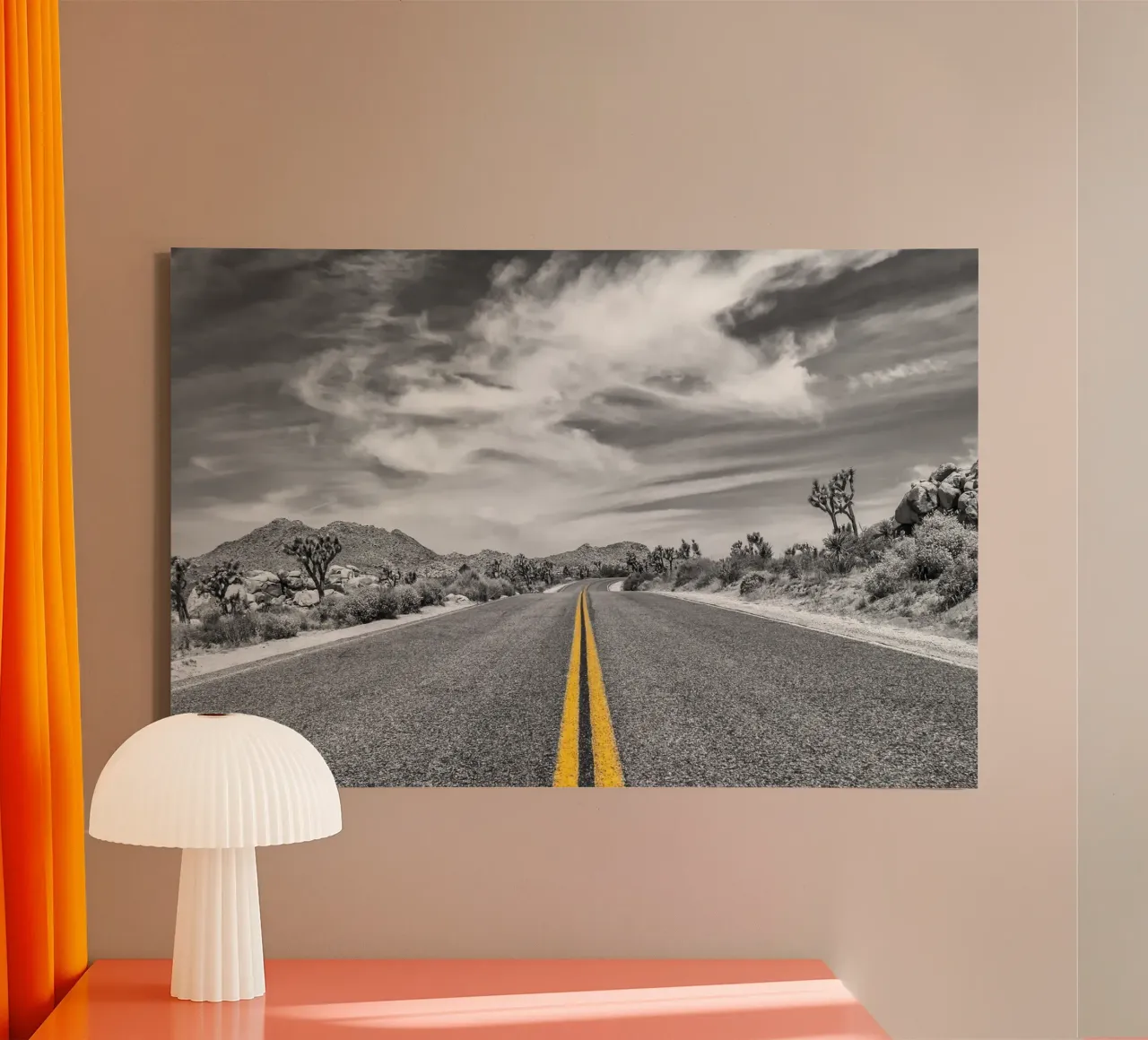 Park Boulevard, Joshua Tree National Park canvas met Baklijst van Melanie Viola