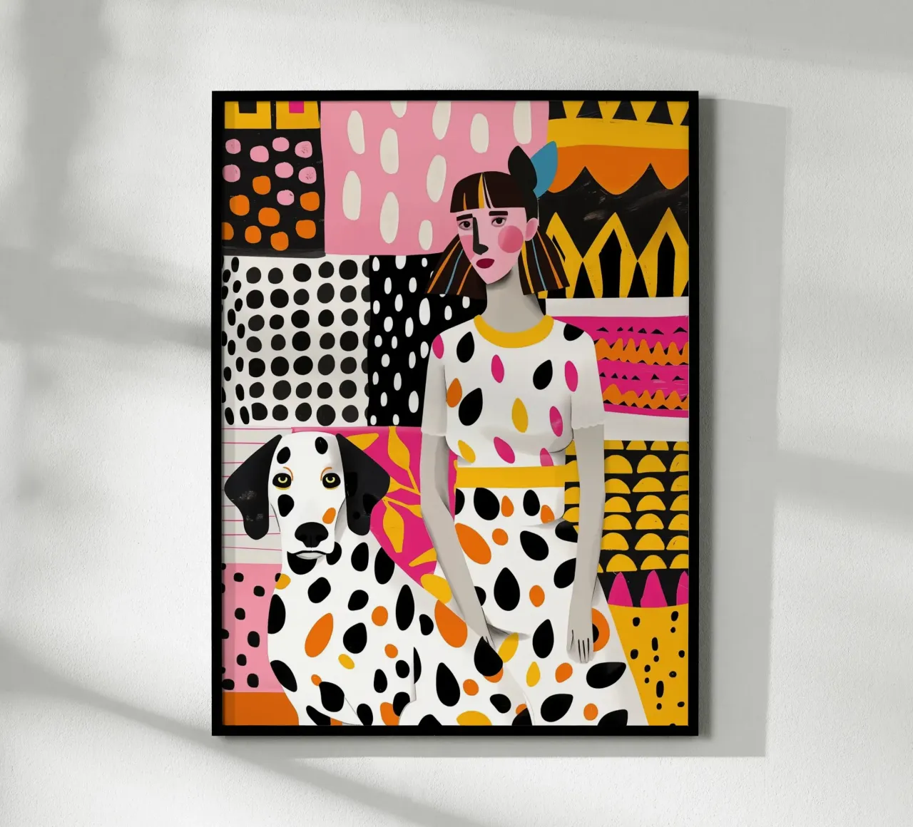 Dalmatian Collage | Woman and Dog Patchwork poster by Autofocus
