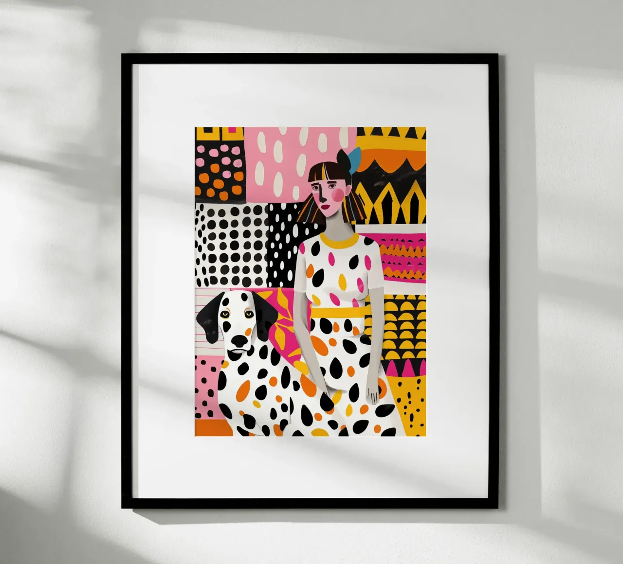 Dalmatian Collage | Woman and Dog Patchwork poster by Autofocus