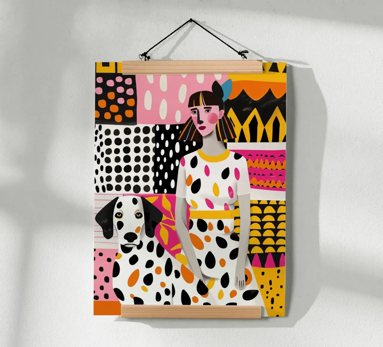 Dalmatian Collage | Woman and Dog Patchwork poster by Autofocus