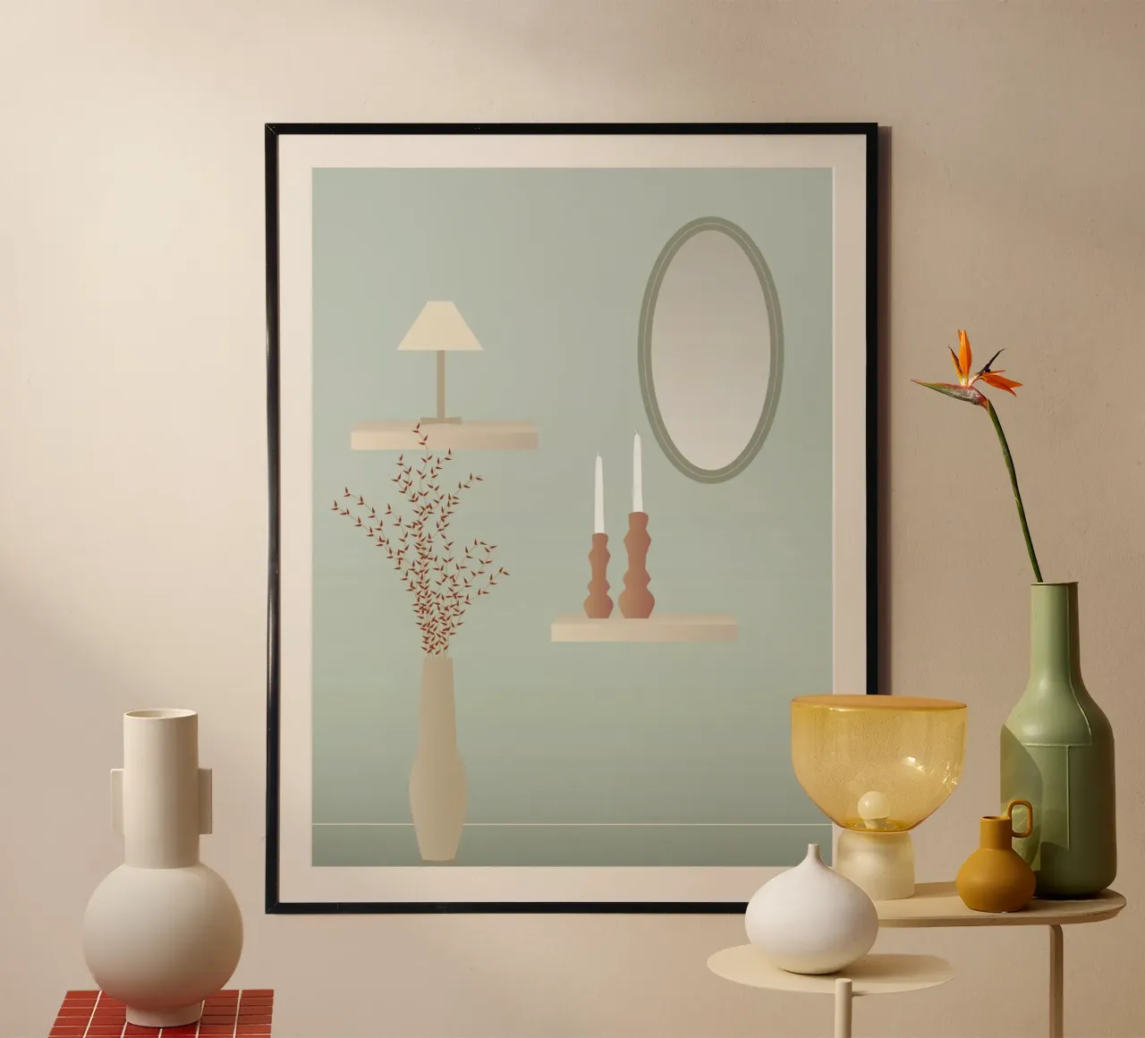 Natura morta moderna in verde eucalipto II poster da Atelier_SousleMont