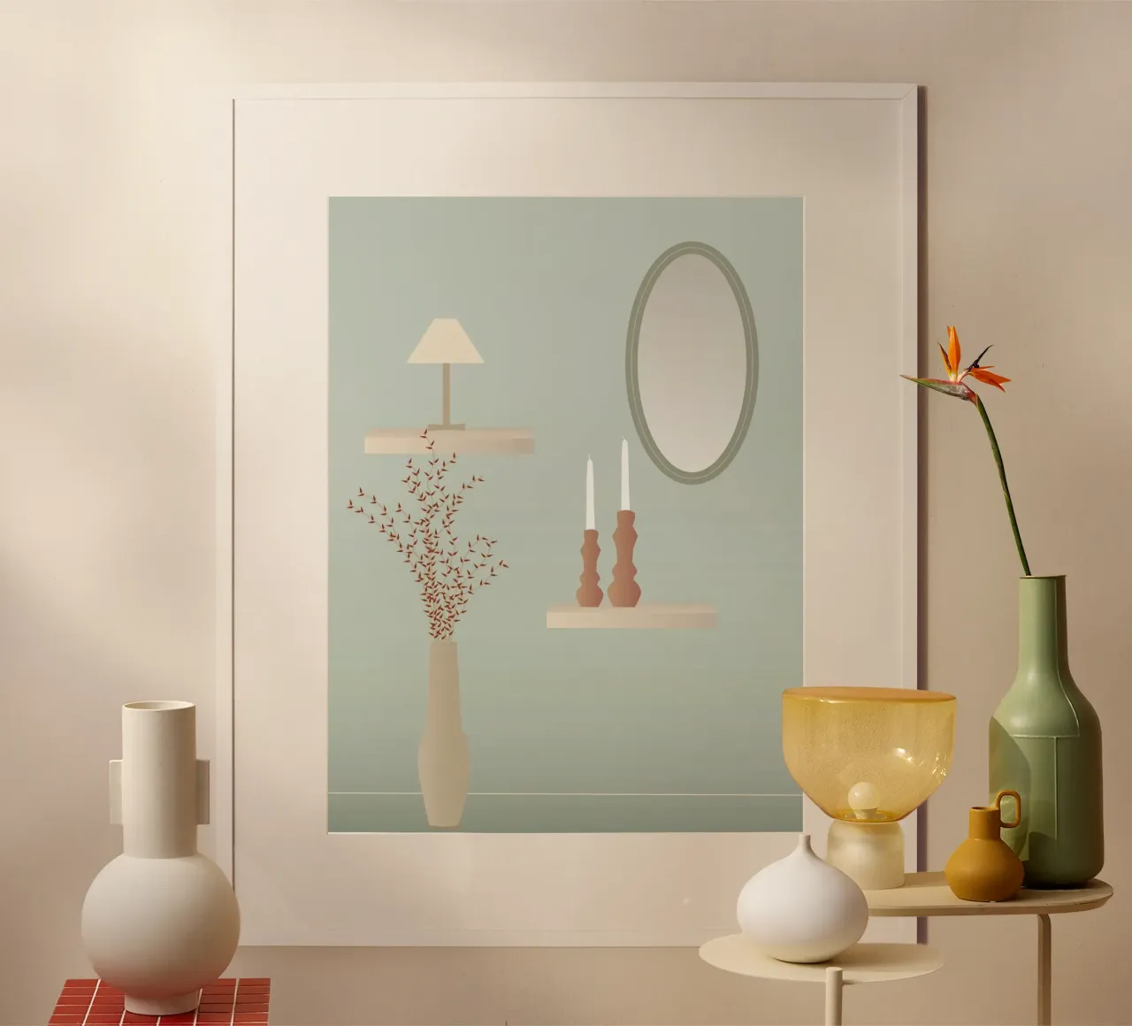 Natura morta moderna in verde eucalipto II poster da Atelier_SousleMont