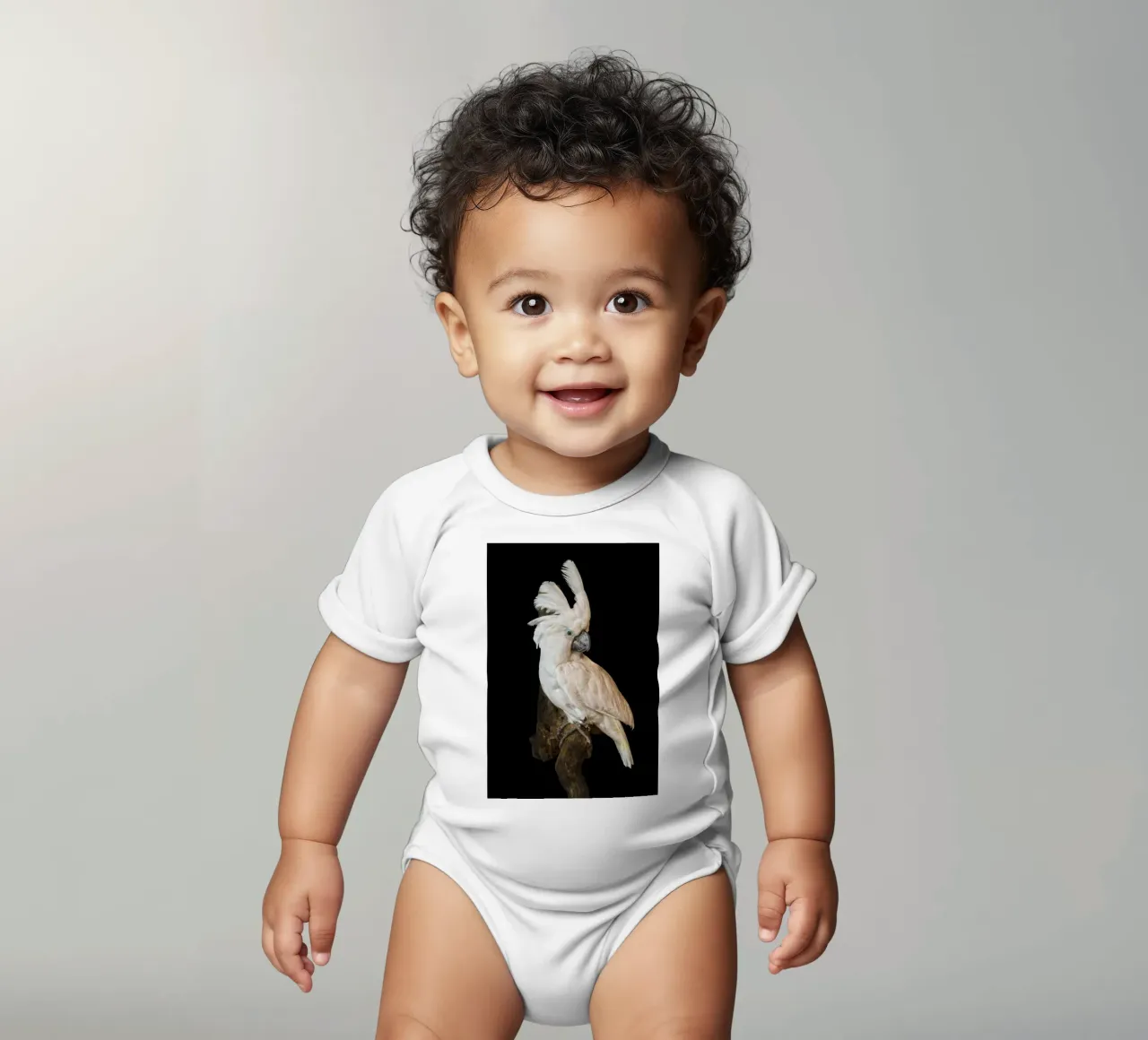 Cacatua bianco body neonato maniche corte da Curious Collections by Marielle Leenders