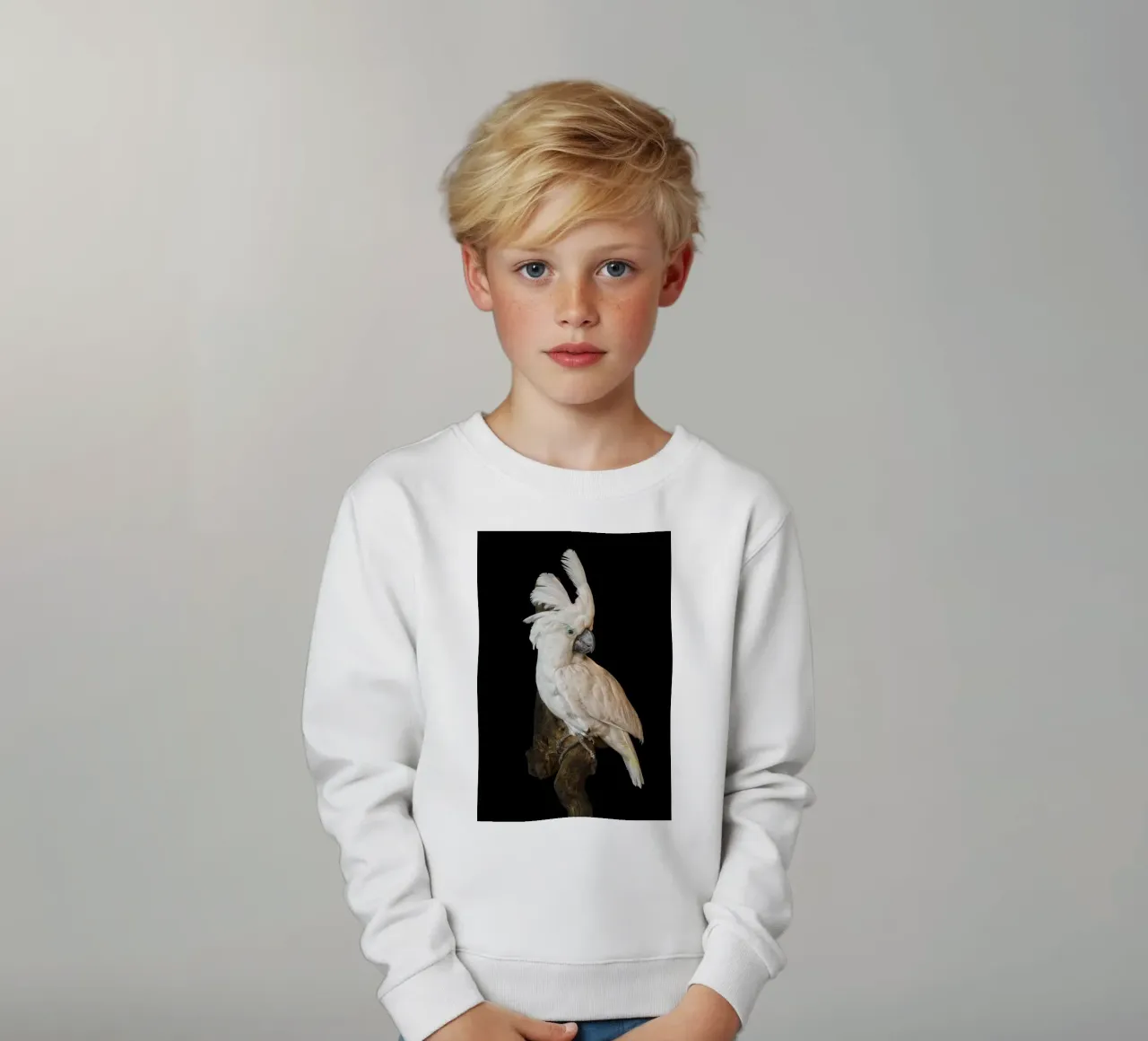 Cacatua bianco felpa bambino da Curious Collections by Marielle Leenders