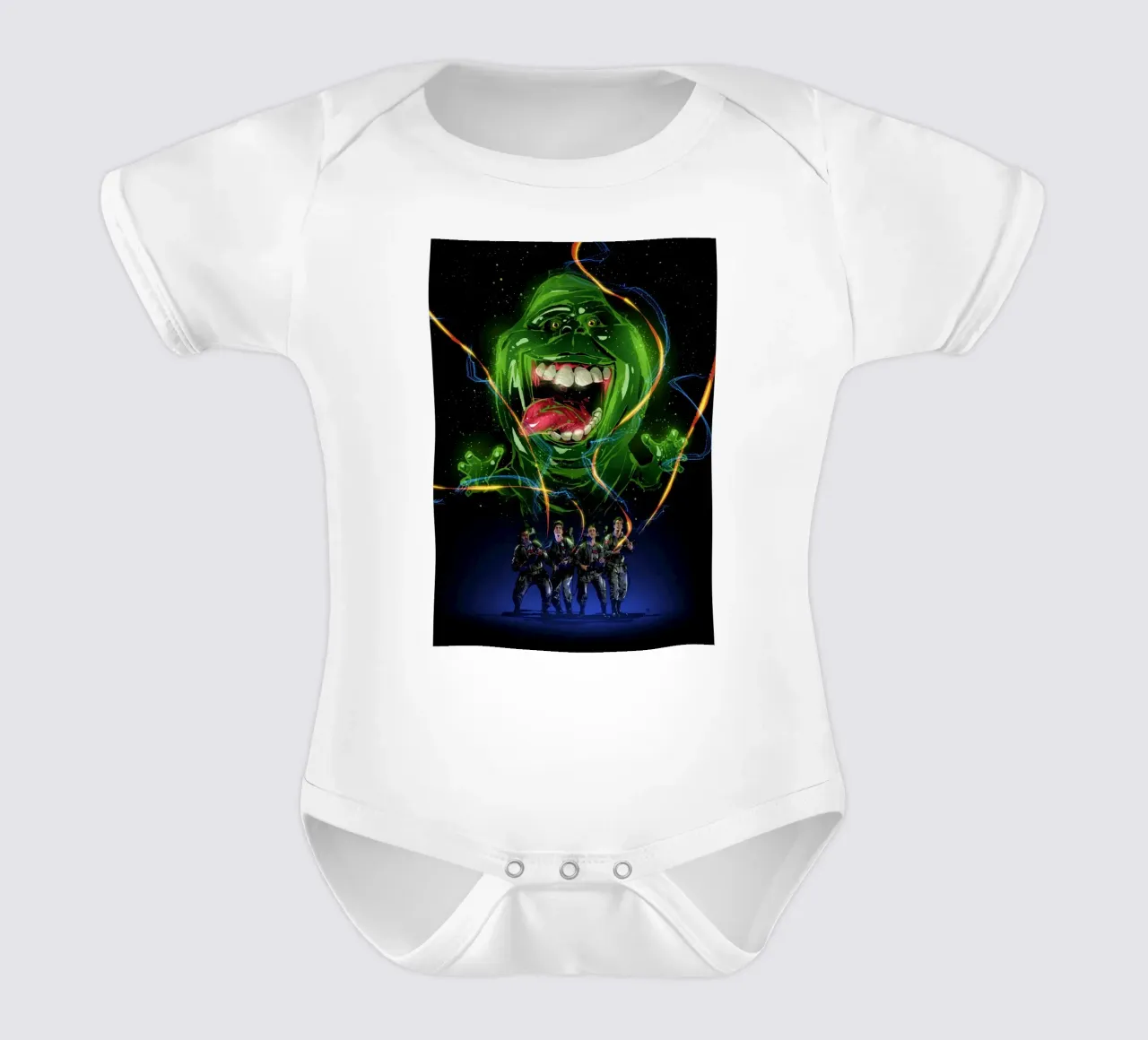 Ghostbusters Slimer short-sleeve baby romper by nabakumov