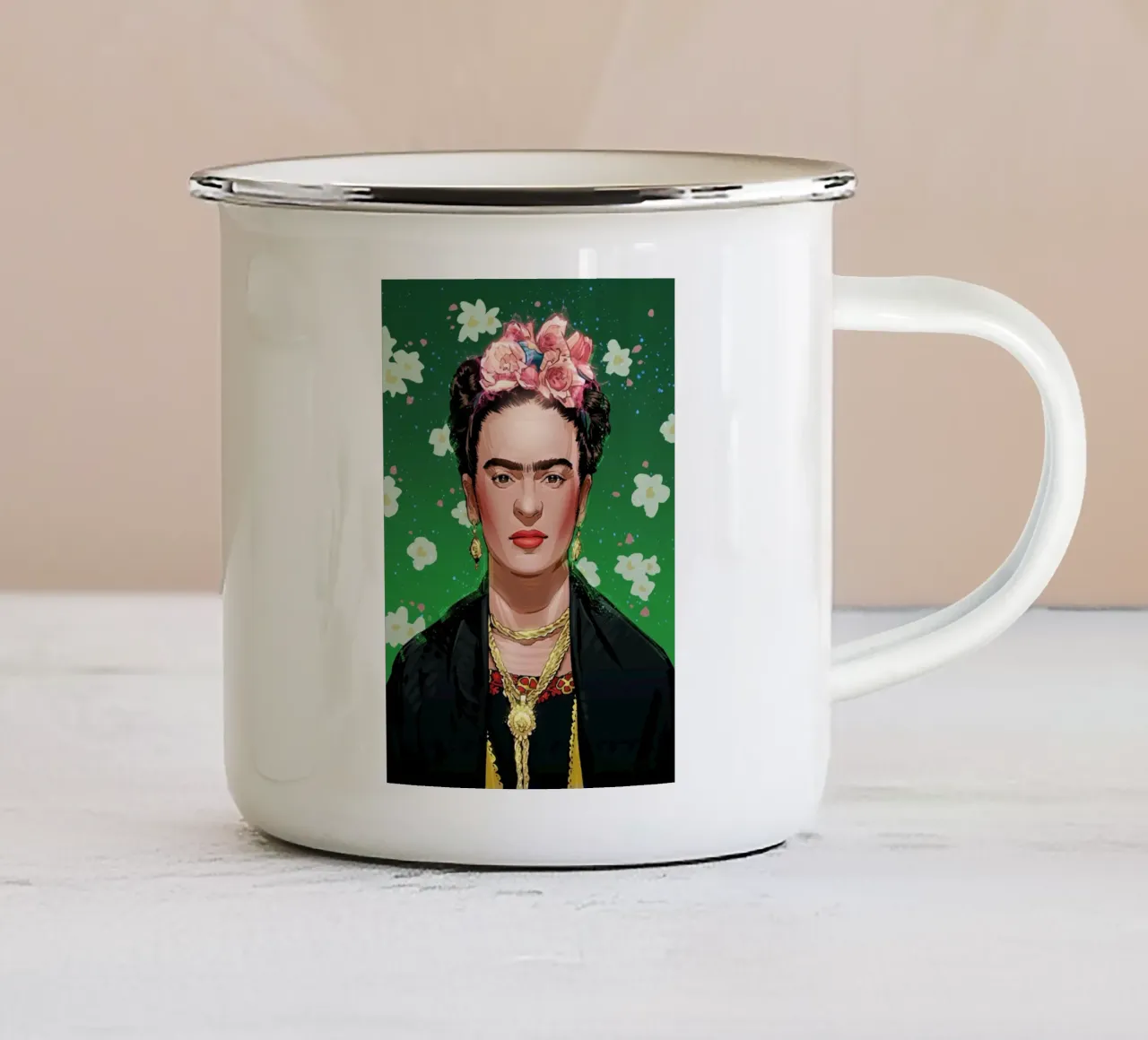 Frida Kahlo tazza in smalto da nabakumov