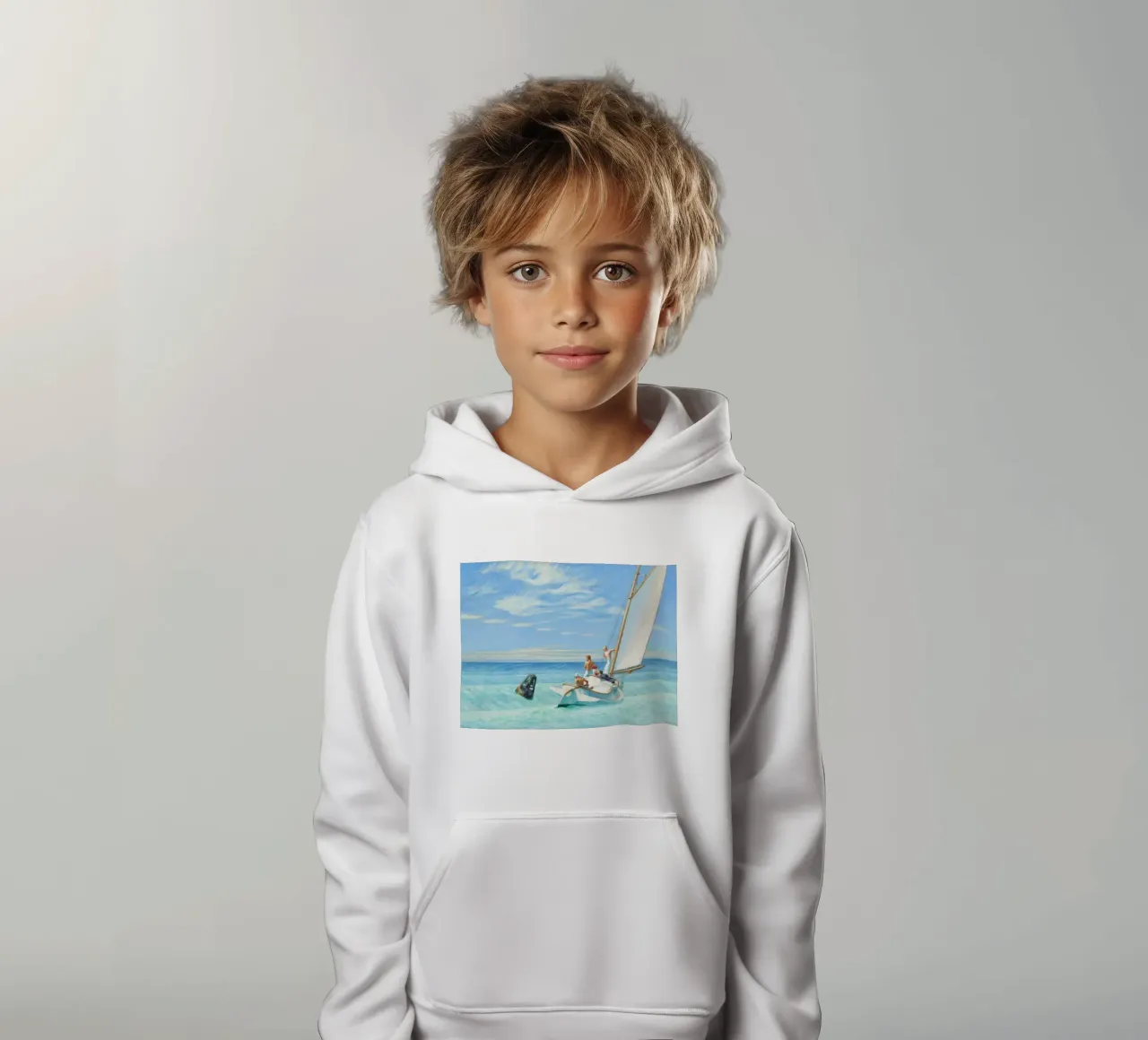 Edward Hopper - mareggiata a terra felpa bambino con cappuccio da Timeless Artworks