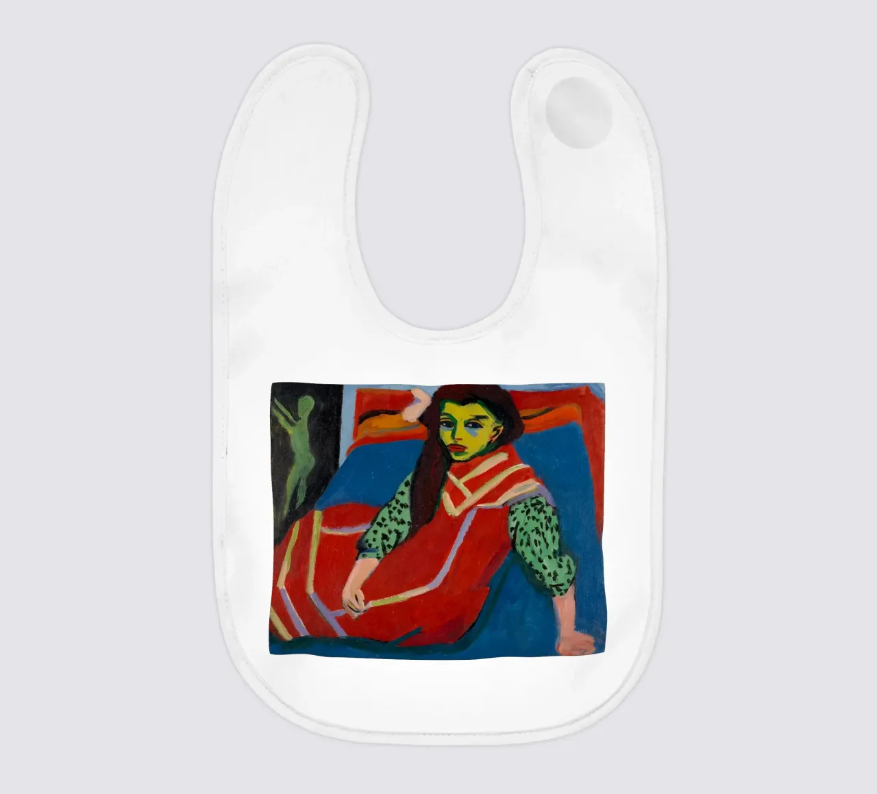 Ernst Ludwig Kirchner - Seated Girl Franzi Fehrmann, 1920 baby bib by Timeless Artworks