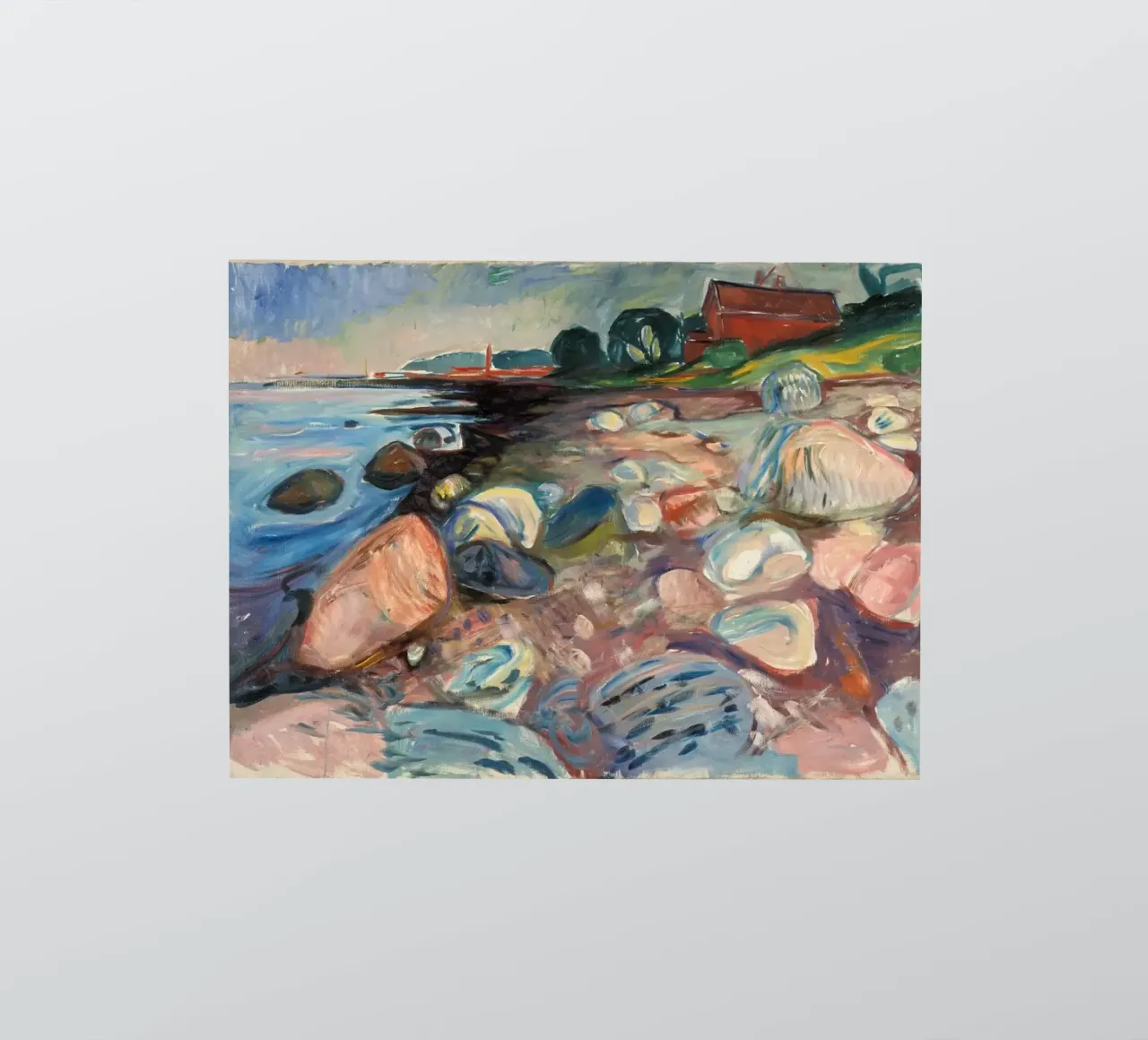 Edvard Munch - Shore with Red House sticker by Timeless Artworks