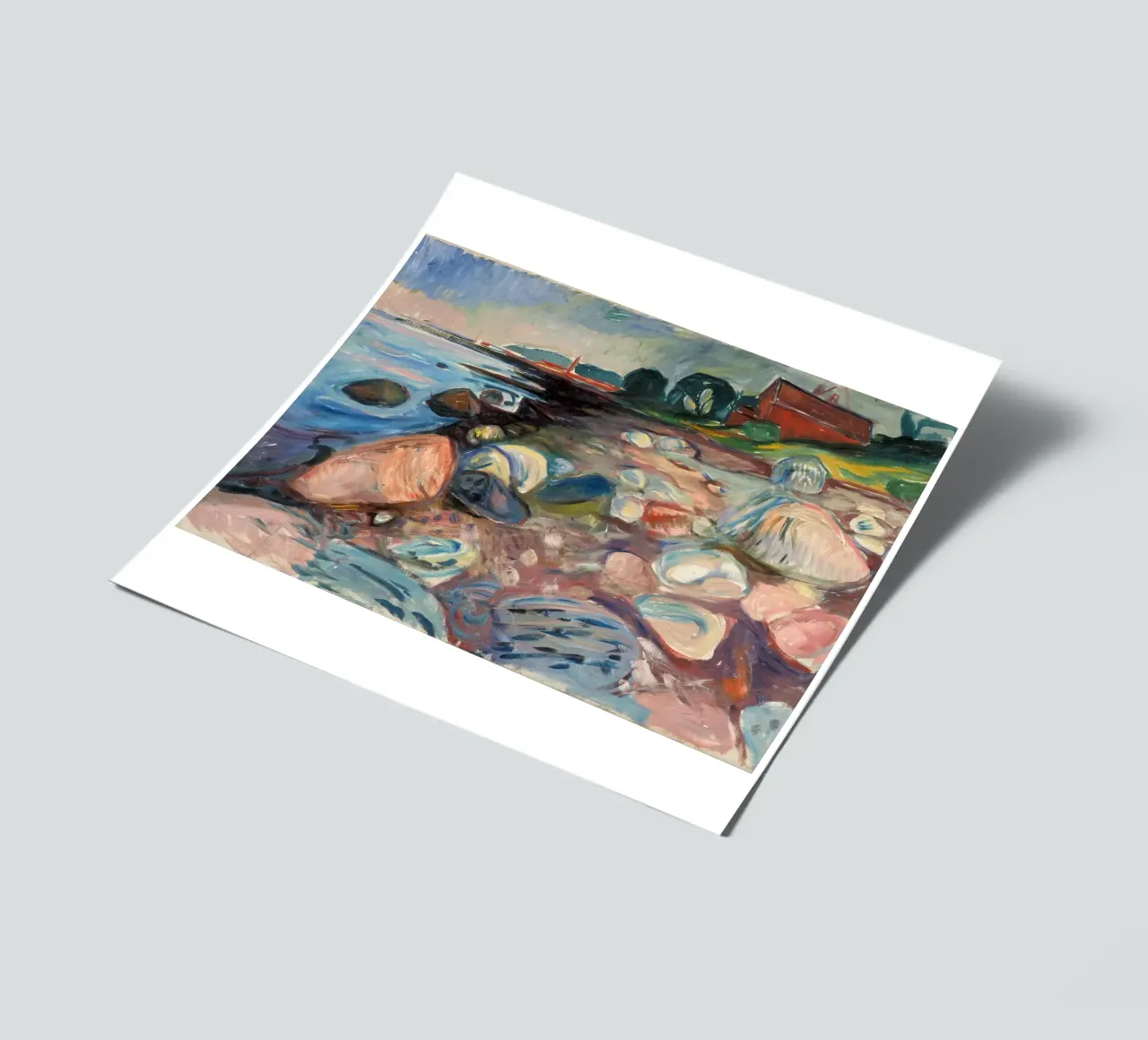 Edvard Munch - Ufer mit rotem Haus Stickerbogen von Timeless Artworks